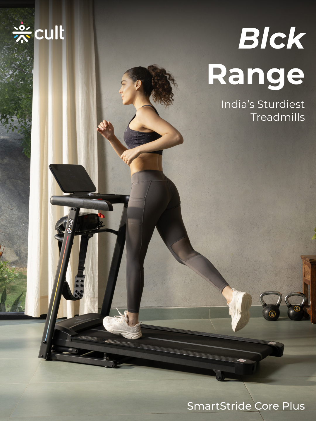 Cult SmartStrideCorePlus BLDC Motor (4HP Peak) Treadmill with Massager | Max Weight: 120kg | 15 Level Auto Incline (with 6 months extended warranty)