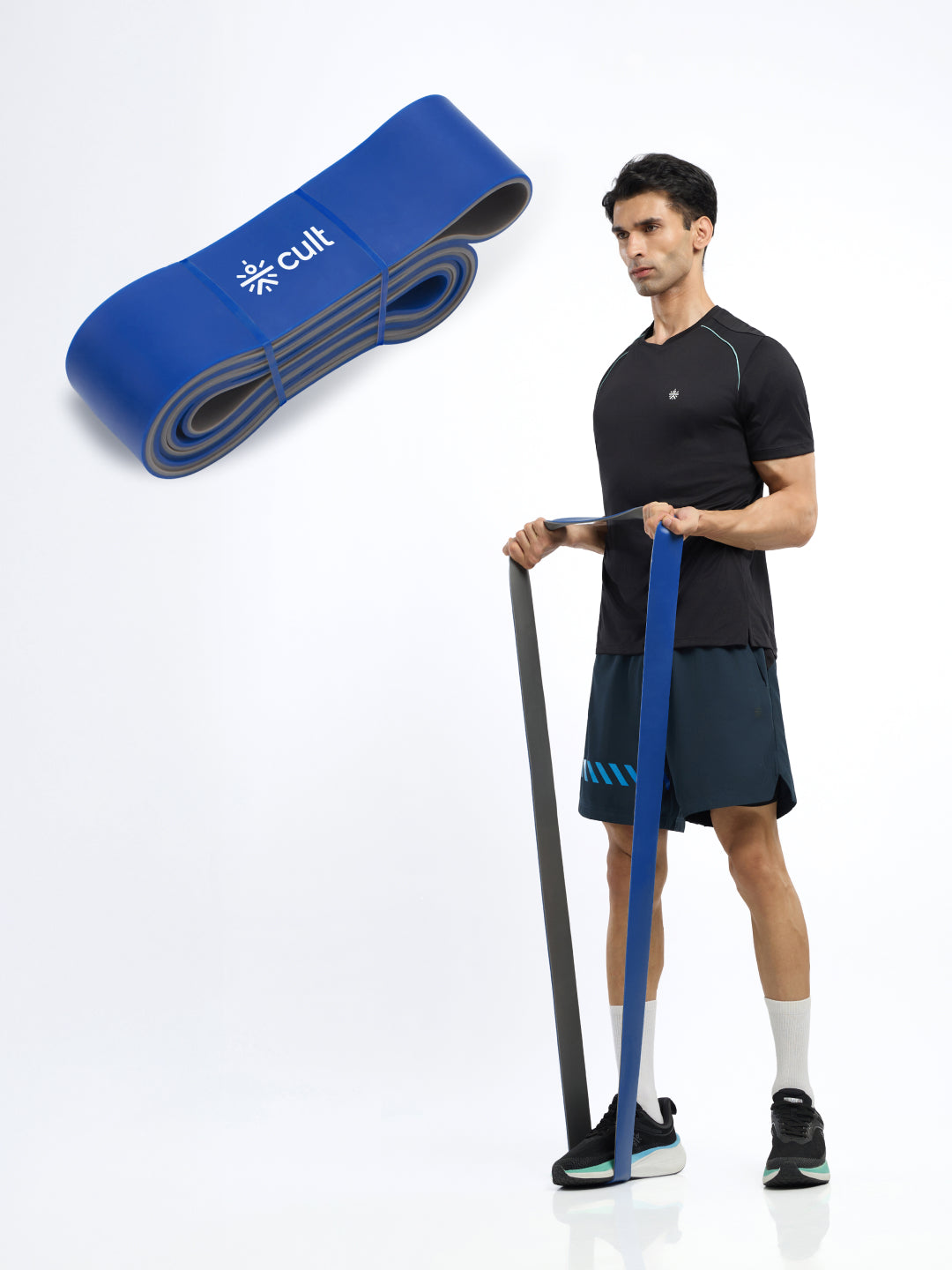 cult Resistance Band(30-80kgs Resistance) for Men & Women Blue Grey