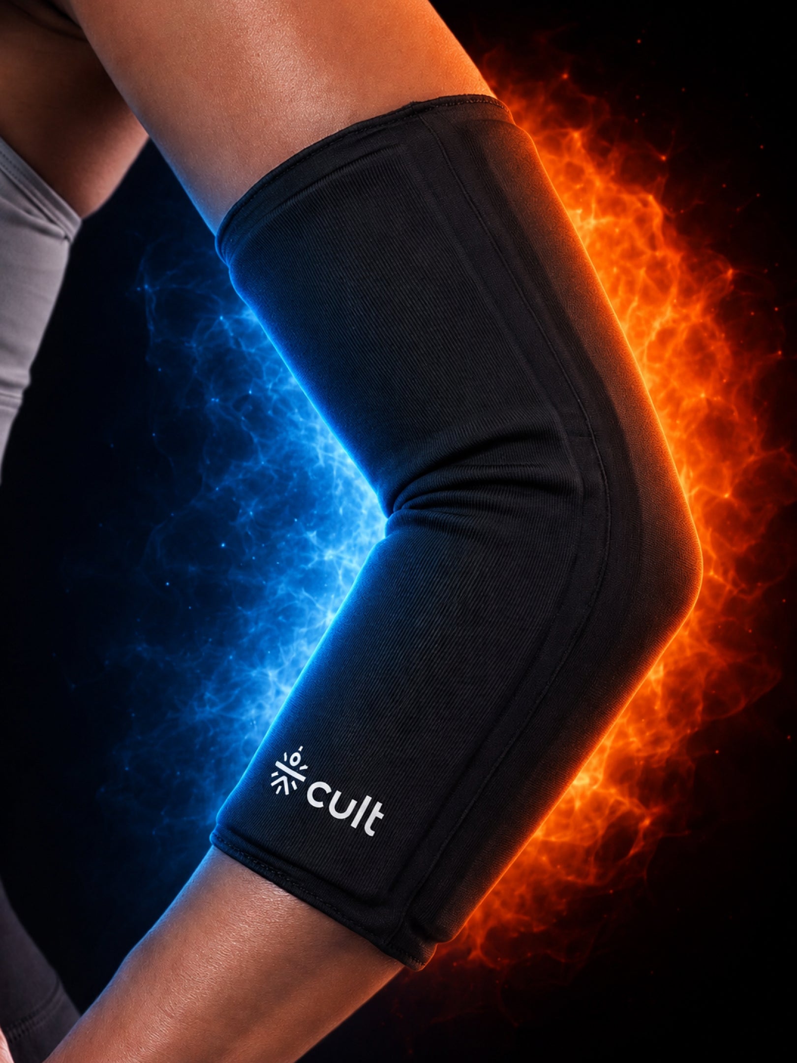 CULT Gel Arm Sleeve for Men & Women | Compression Elbow Support Brace for Gym Workout, Sports & Cycling | UV Sun Protection & Muscle Recovery Guard (Black, L-XL)