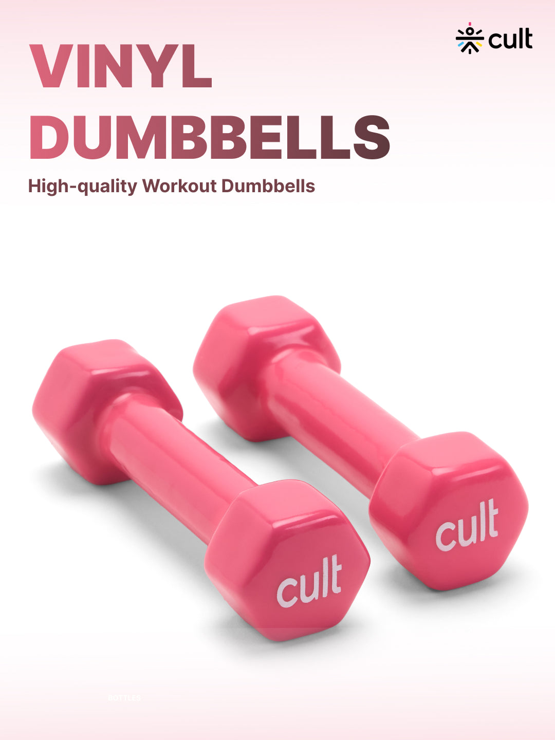 Cult 1KGx2 Vinyl Dumbbells For Home & Gym Exercises (Pink)