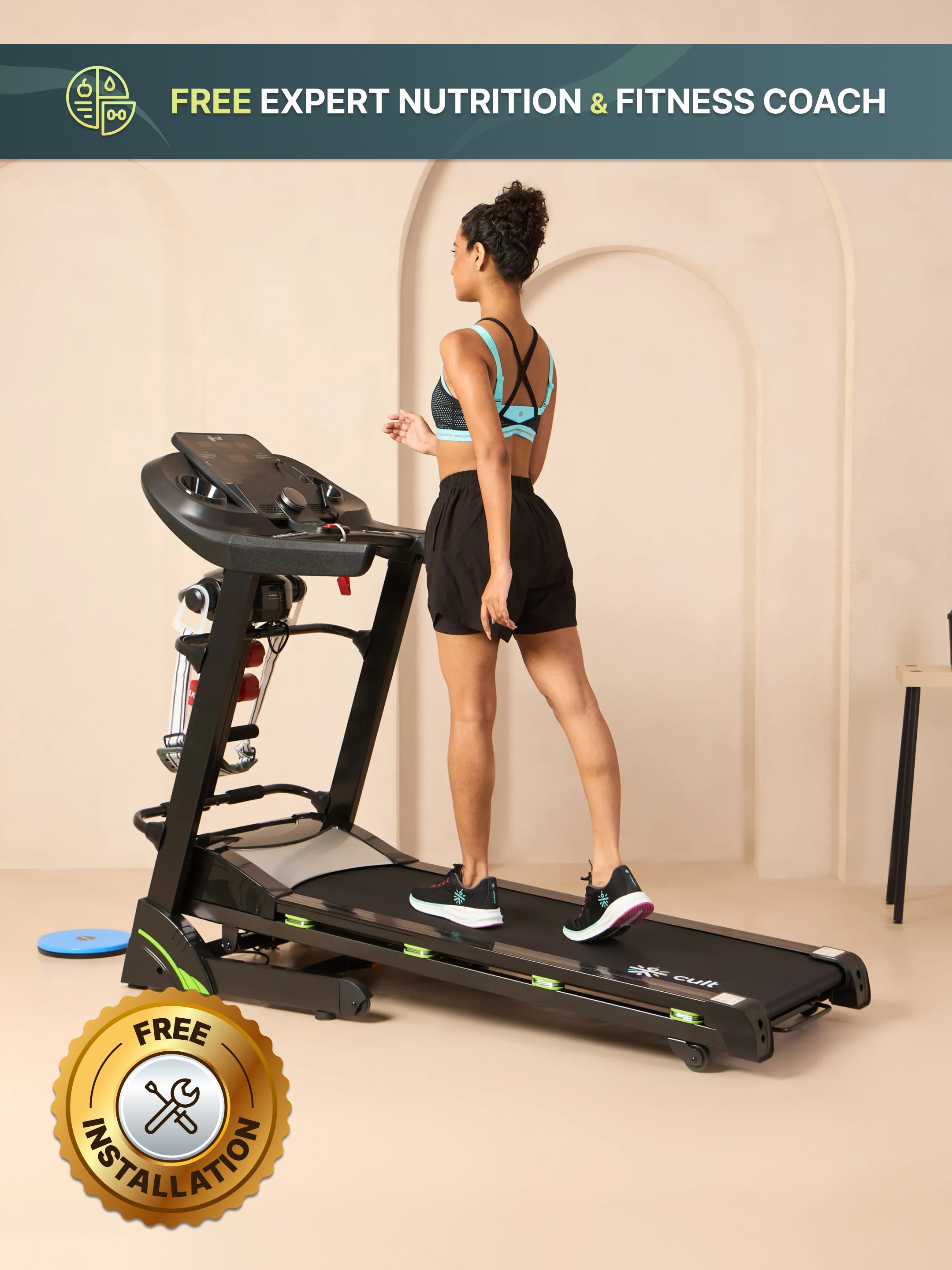 Cultrun M4.5 Multimode 4.5HP Peak Treadmill | 15-level Auto-Incline | Max Weight-120kg | Max Speed-16kmph (with 6 Months Extended Warranty)