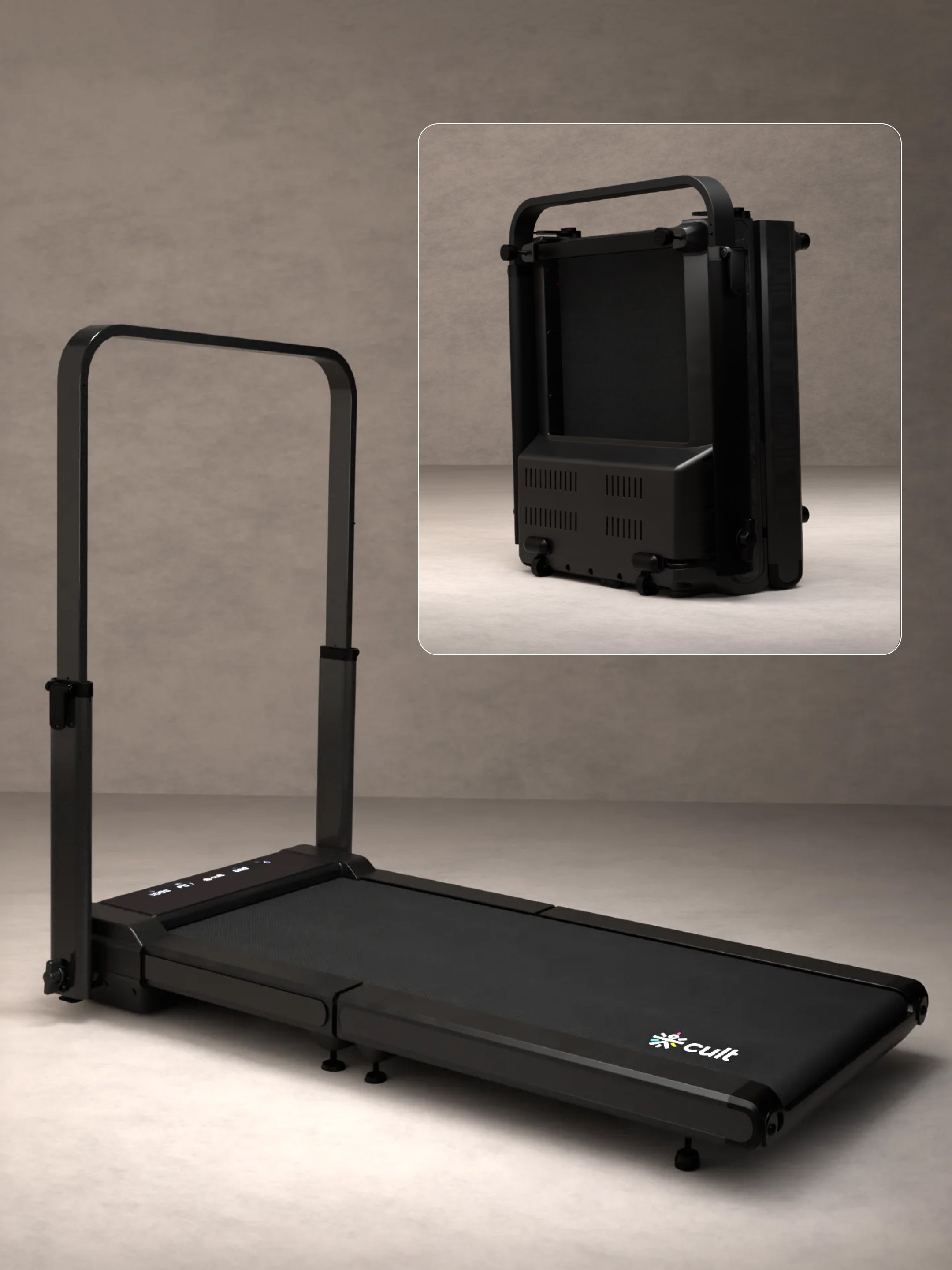 Cult Fold Plus Center-Folding Walking Pad with 5HP Motor with Easy Remote Control | Max User 130kg | Top Speed 12kmph | Running Deck 39.3 x 15.7 inches | Space Saving & Perfect for Home use Treadmill