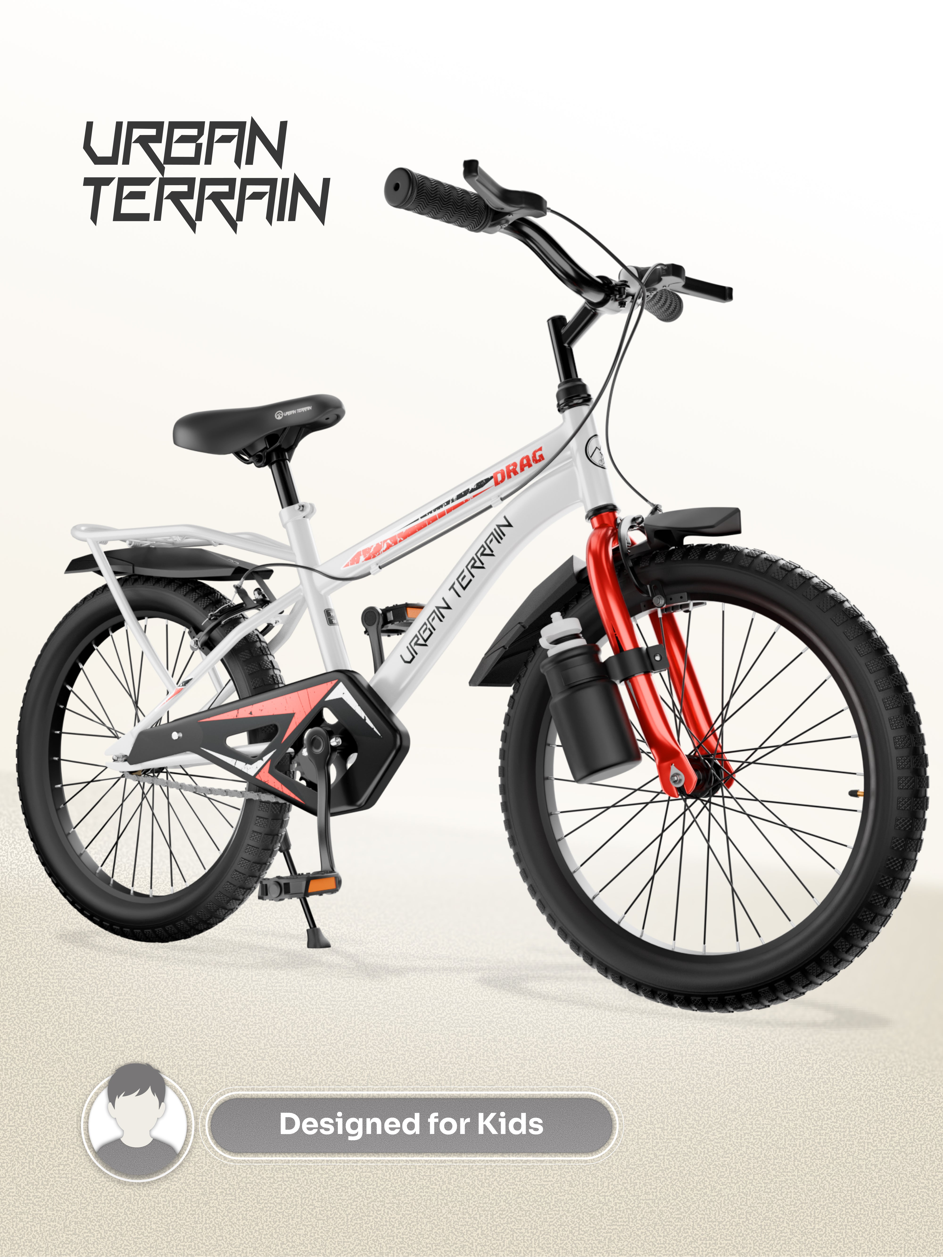 Urban Terrain Drag 16T Single Speed Kids Cycle, White