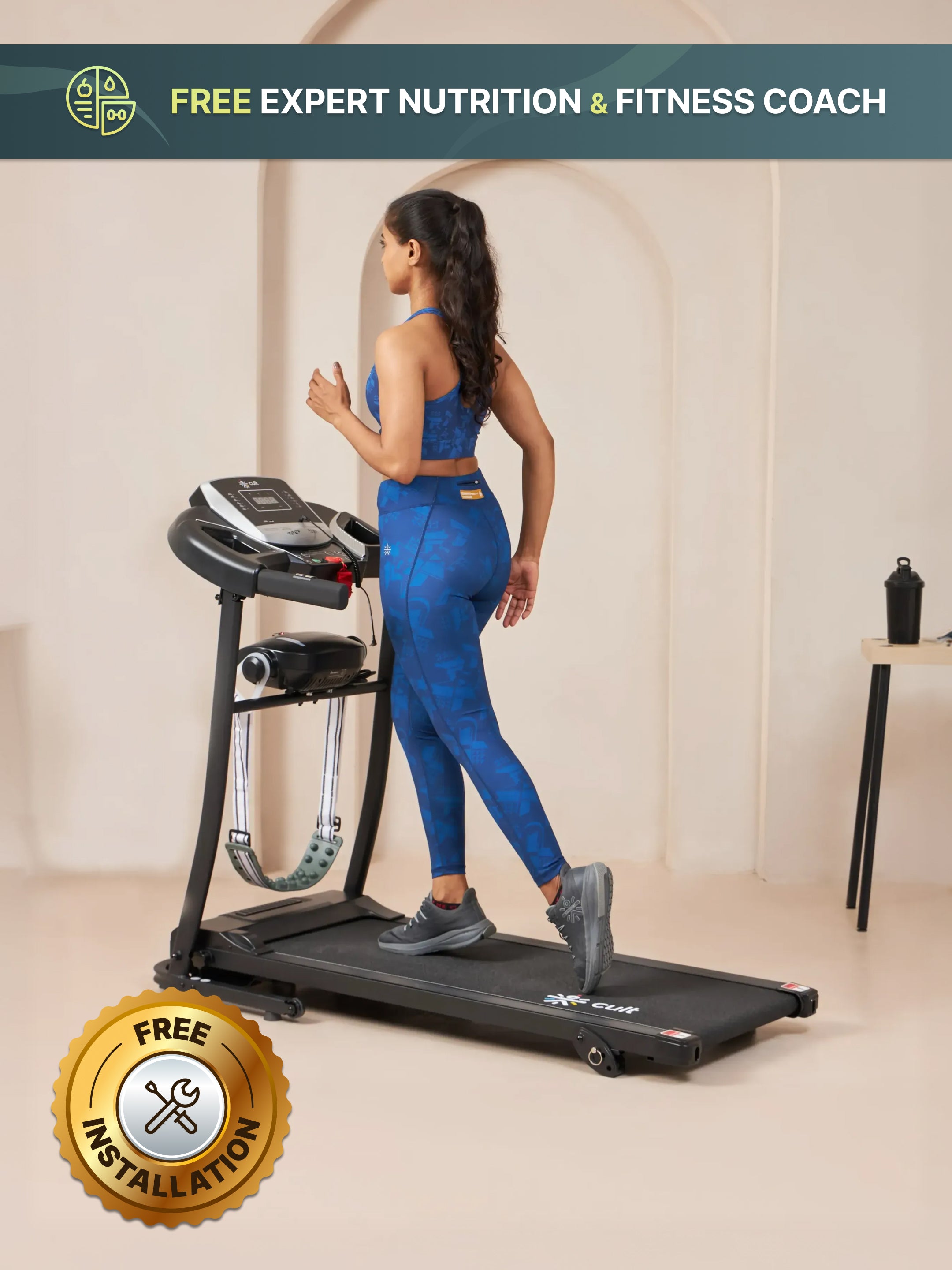 Cultrun M3.0 3HP Peak Treadmill | 3-level Manual-Incline | Max Weight-100kg | Max Speed-10 kmph (with 6 months extended warranty)