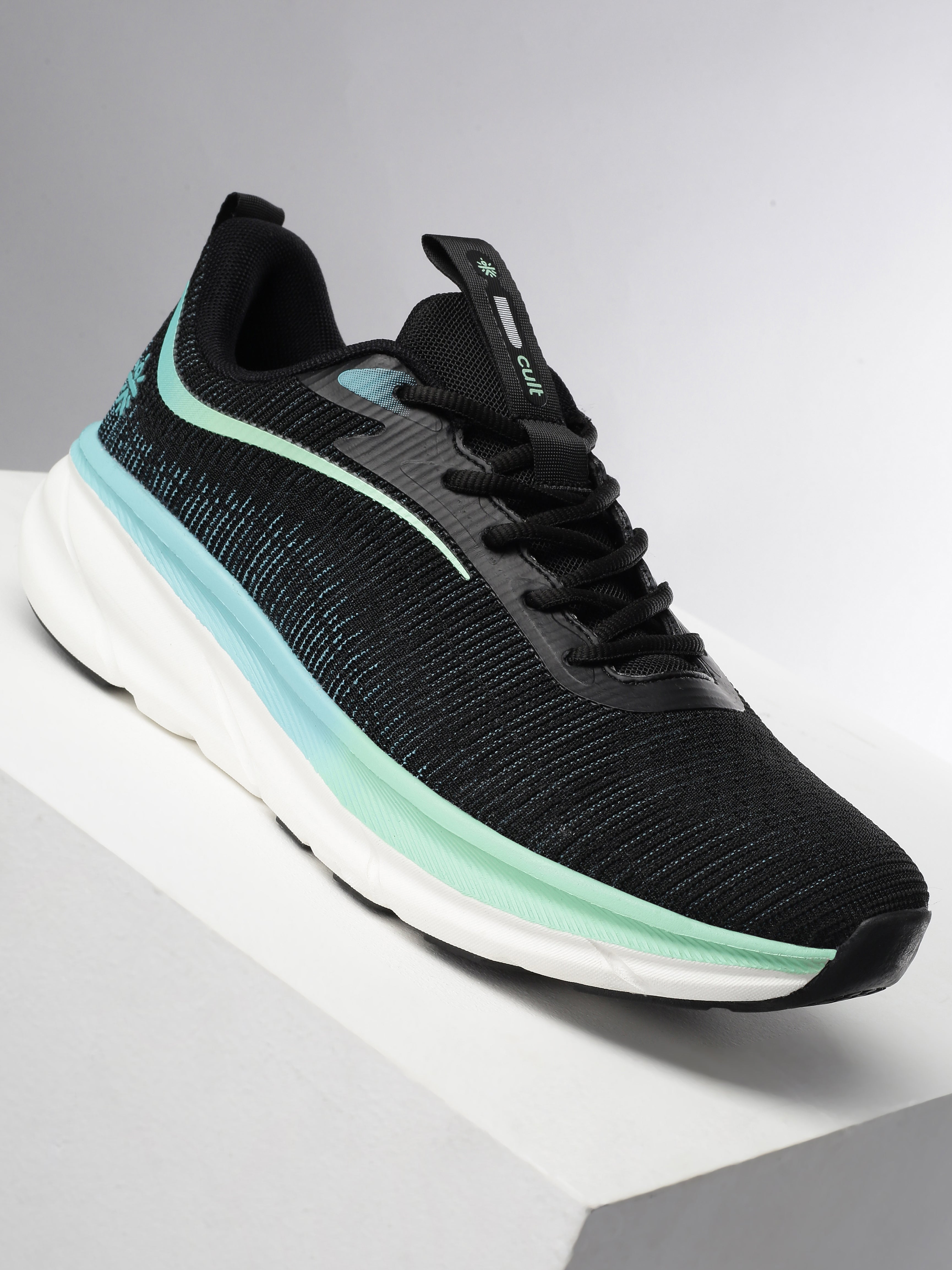 cult Men's Flytor Running Shoes - Black/Sea Green