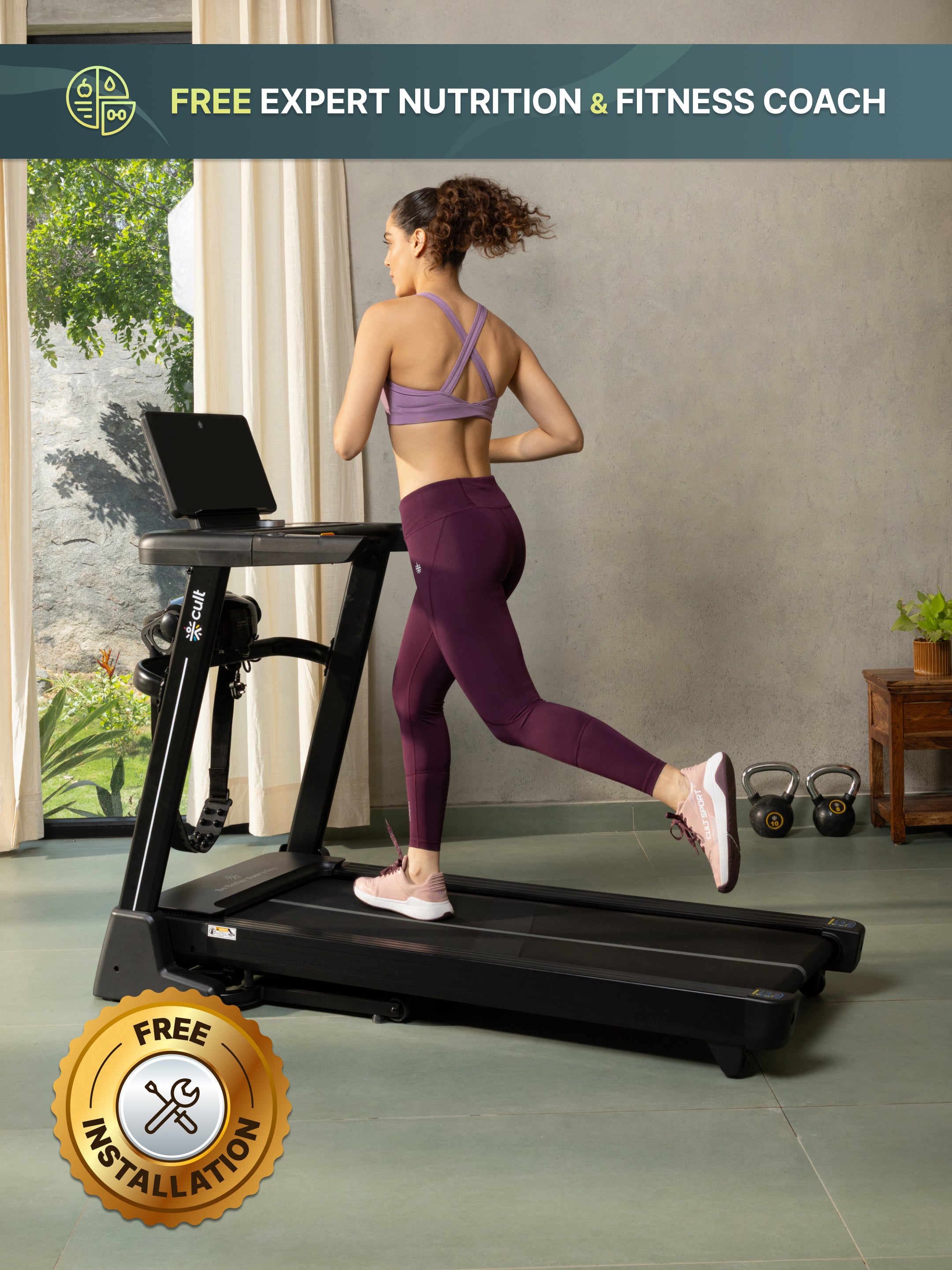 Cult SmartStrideActive BLDC Motor (5HP Peak) Treadmill with Massager | Max Weight: 130kg | 15 Level Auto Incline (with 6 Months extended warranty)