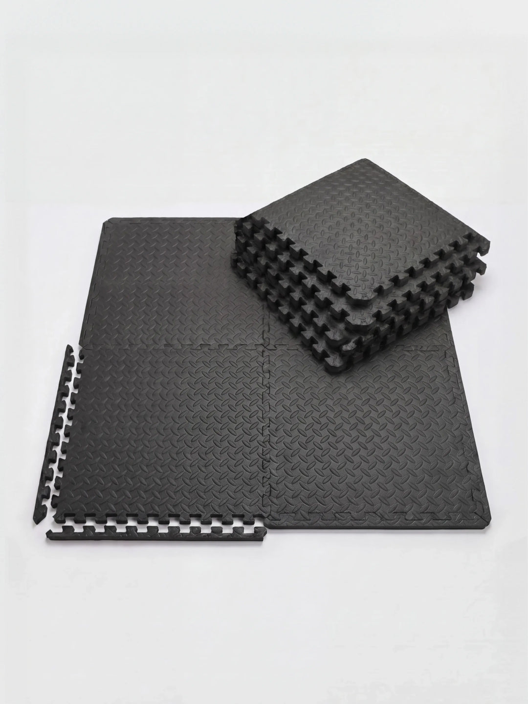 cult Interlocking Workout Mat Tiles Shock-Absorbing, Anti-Slip, Protective Gym Flooring for Home & Fitness Equipment  Cushioned, Water-Resistant, Easy to Assemble  Black