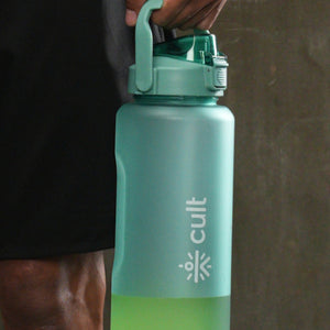 cult Motivational Bottle 2L Unisex Time Mark Sipper with Straw Green