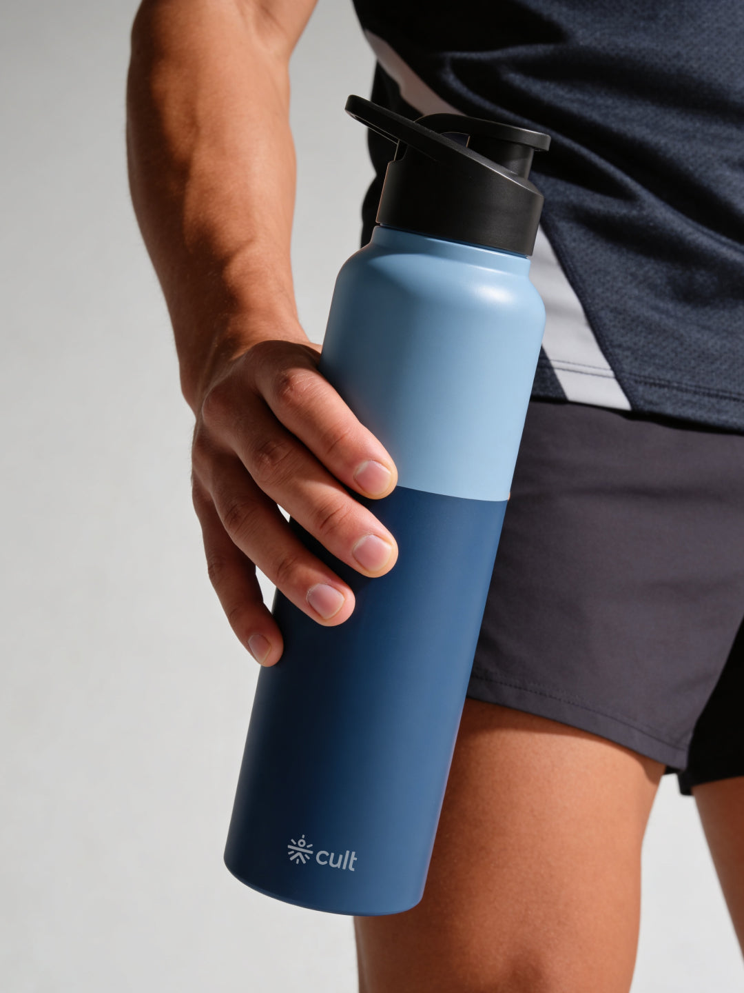 cult Steel Bottle 1Ltr With Sports Cap Dual Blue