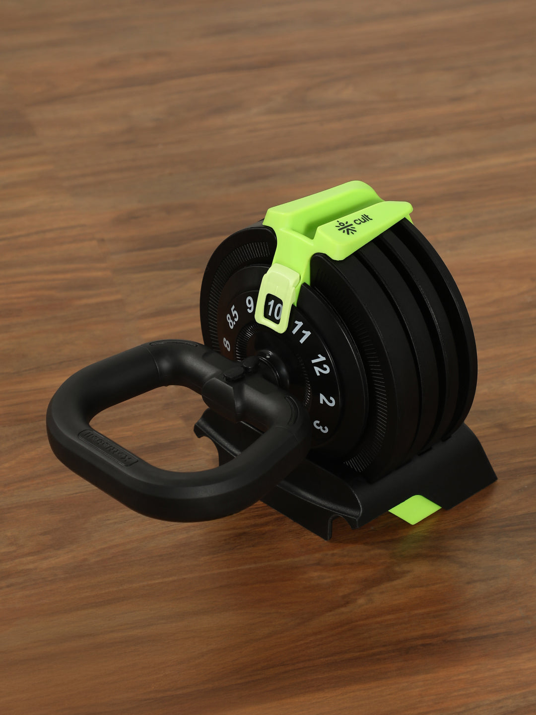 Cult 12Kg Adjustable Kettlebell | 12 Weight Options (2kg-12kg) | One-Hand 1-Second Dial | Compact & Durable Home Gym Kettlebell - Black