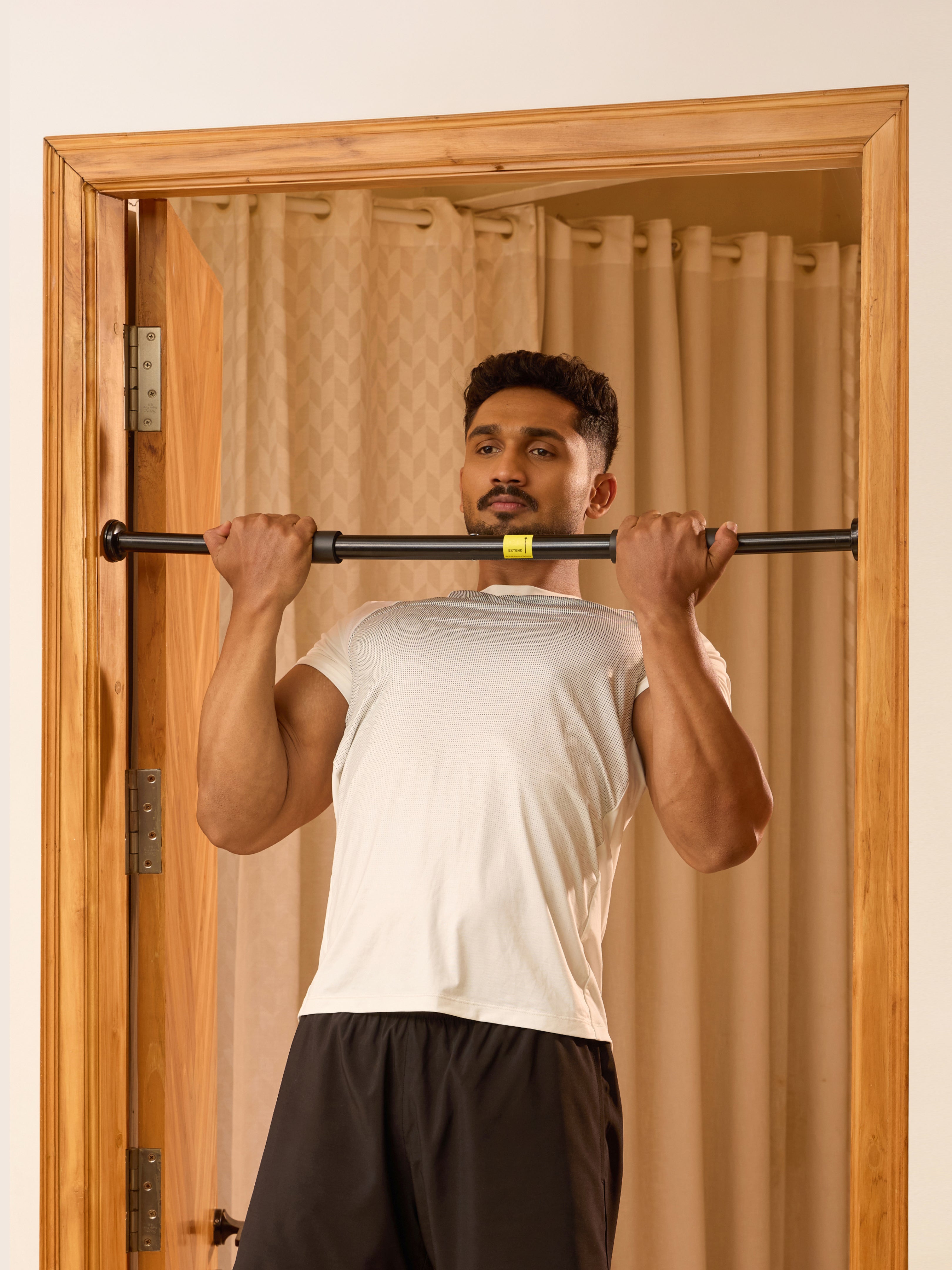 Cult Adjustable Pull-Up Bar for Doorway | Heavy-Duty Steel | Multi-Grip Home Gym Bar for Pull Ups, Chin Ups & Core Workout | Size - 60-100 cm