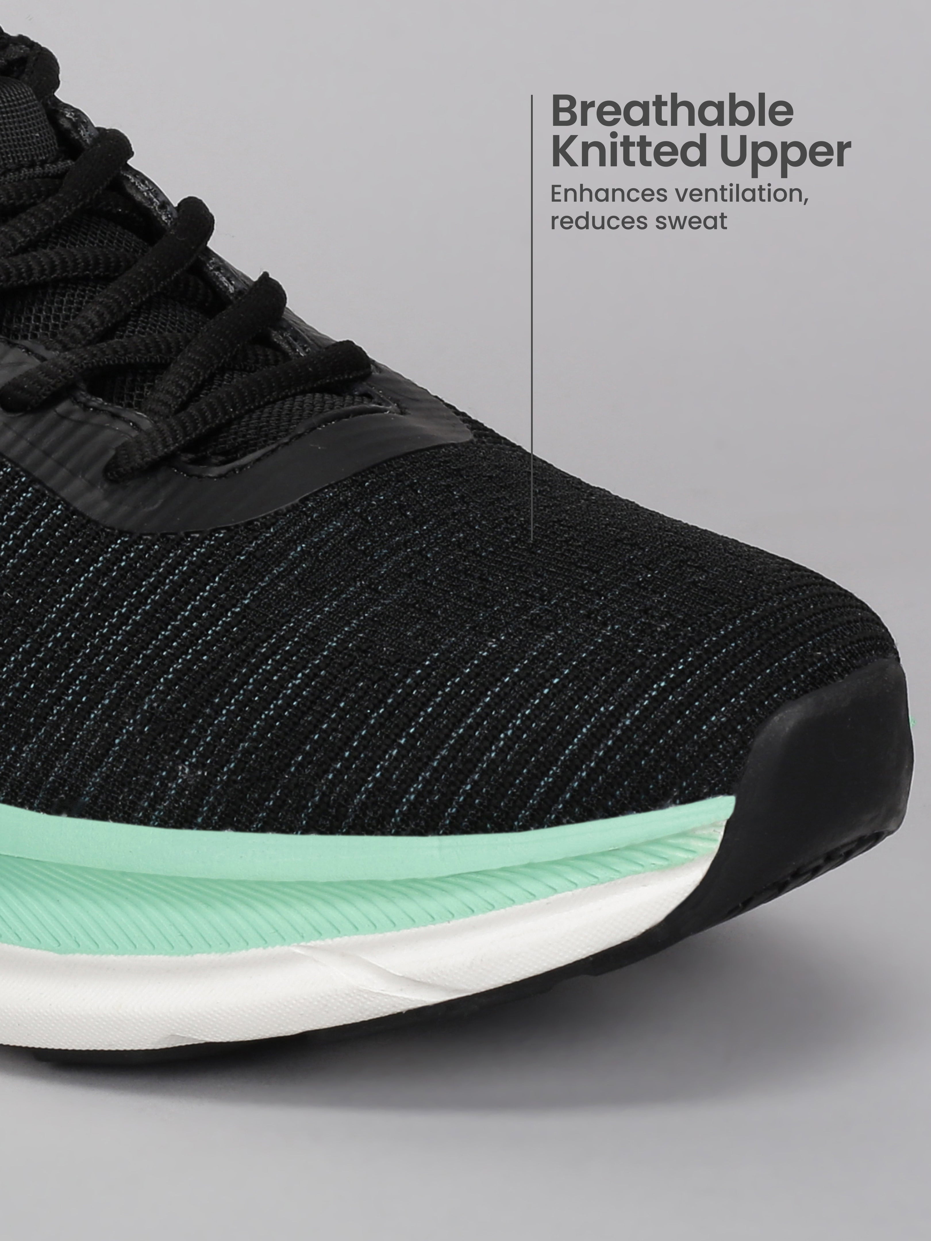 cult Men's Flytor Running Shoes - Black/Sea Green