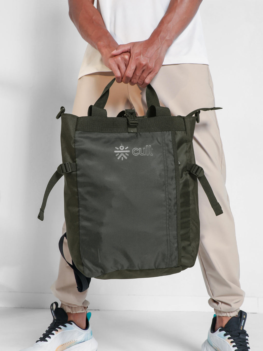 Work to Play Laptop Backpack 35L - Water-Repellent, Multi-Functional Bag with Trolley Sleeve & Shoe Cover Olive