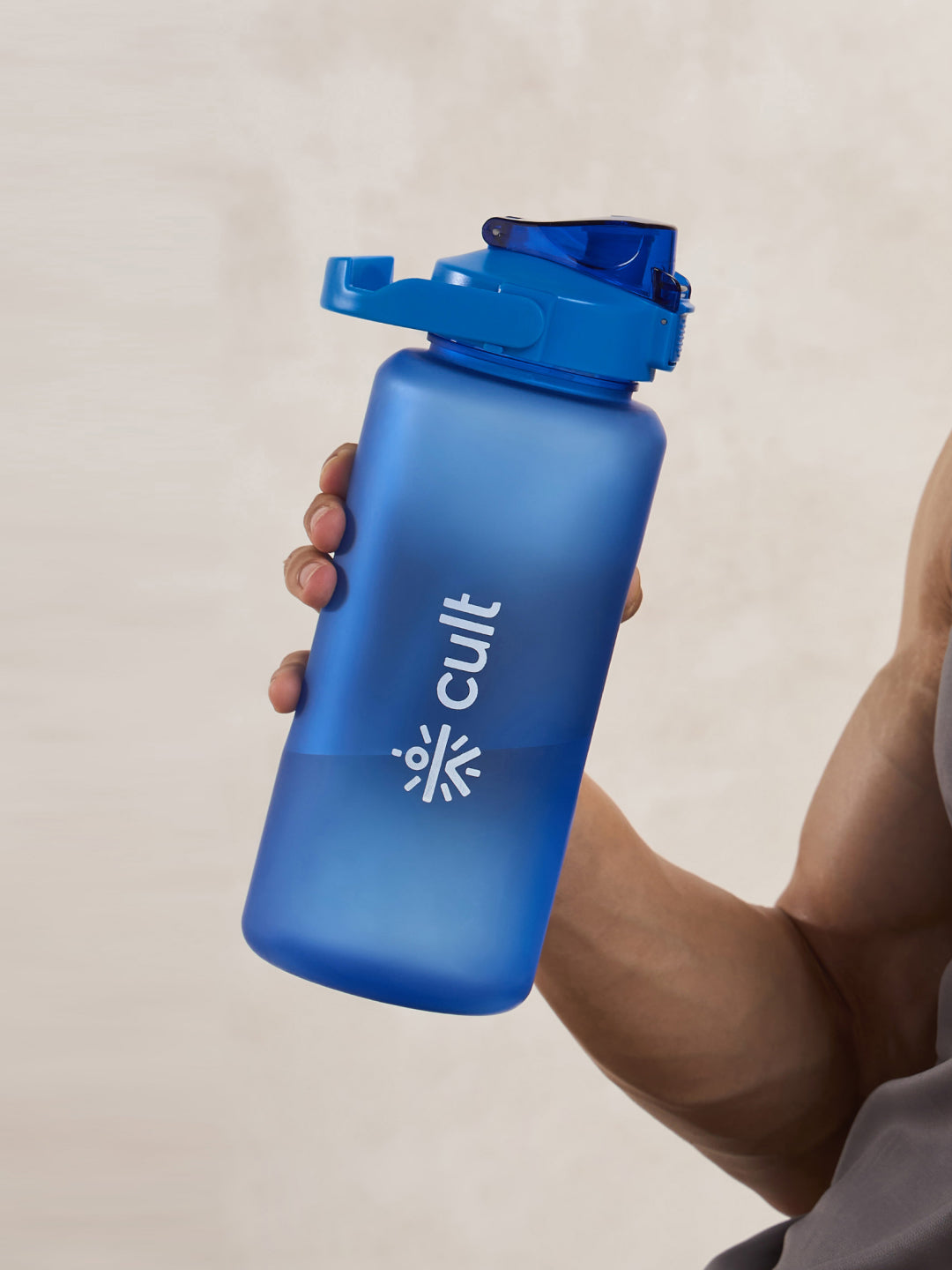 CULT Motivational Water Bottle 2L with Time Marker & Straw Large BPA-Free Gym Sipper Bottle, Portable Sports Water Bottle for Men & Women (Blue)