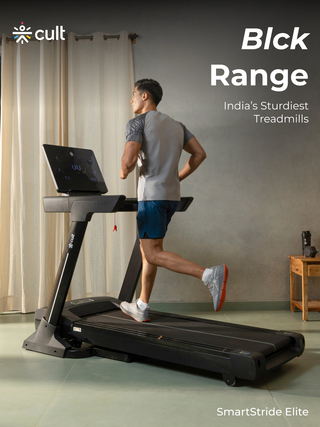 Cult SmartStrideElite Brushless BLDC-AC Motor (8HP Peak) Treadmill | Max Weight: 150kg | 20 Level Auto Incline (with 6 months extended warranty)