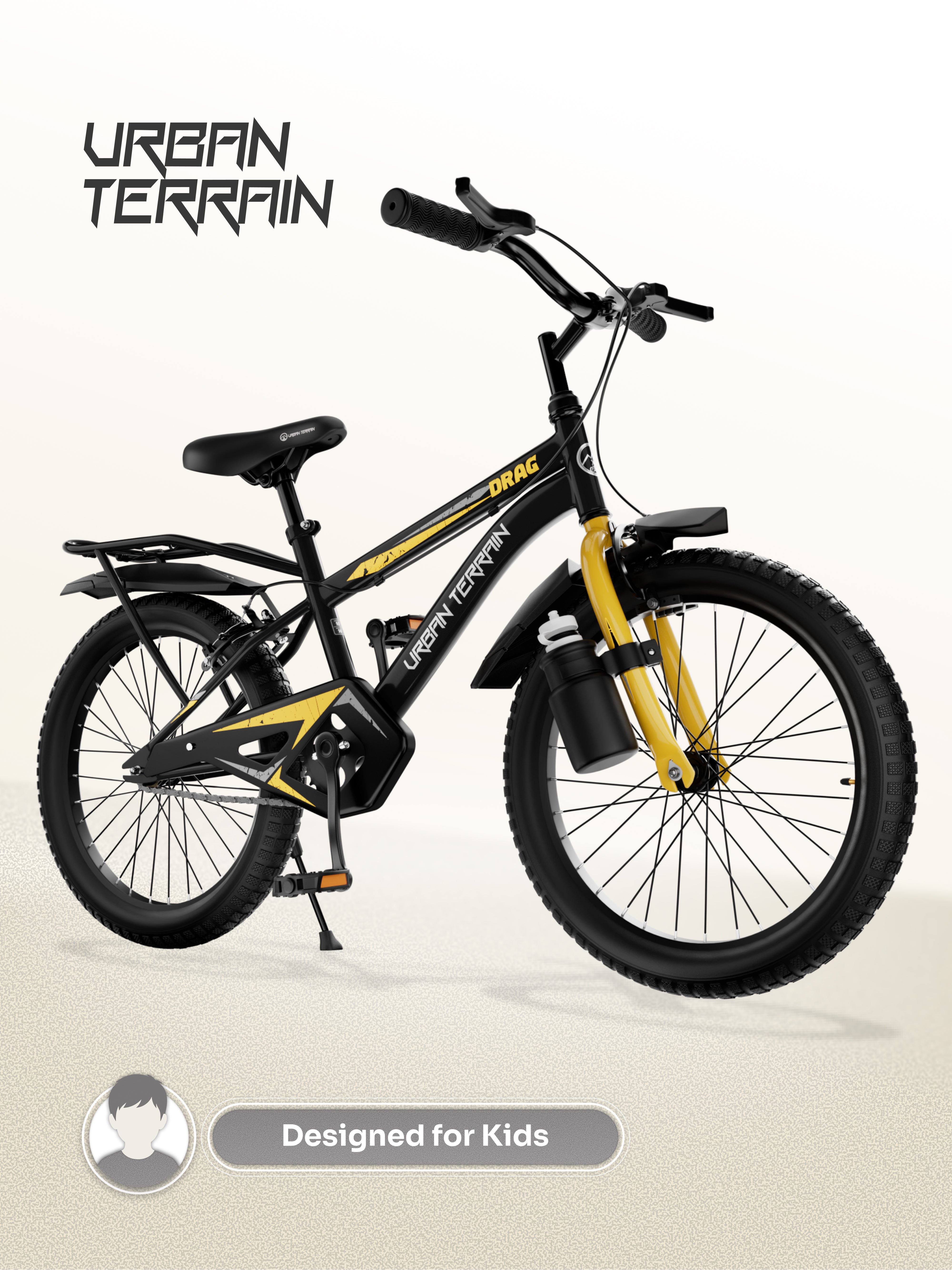 Urban Terrain Drag 16T Single Speed Kids Cycle, Black