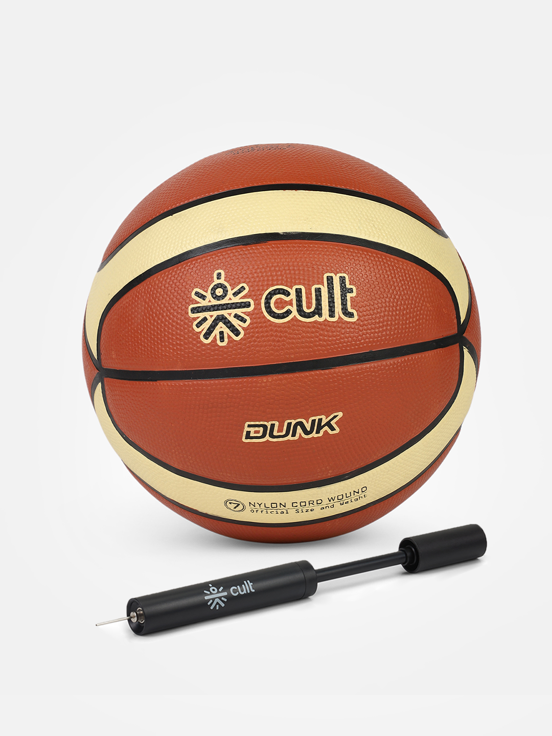 Cult Basketball Combo – Premium Dunk 7 No (Brown/Cream) + Ball Pump