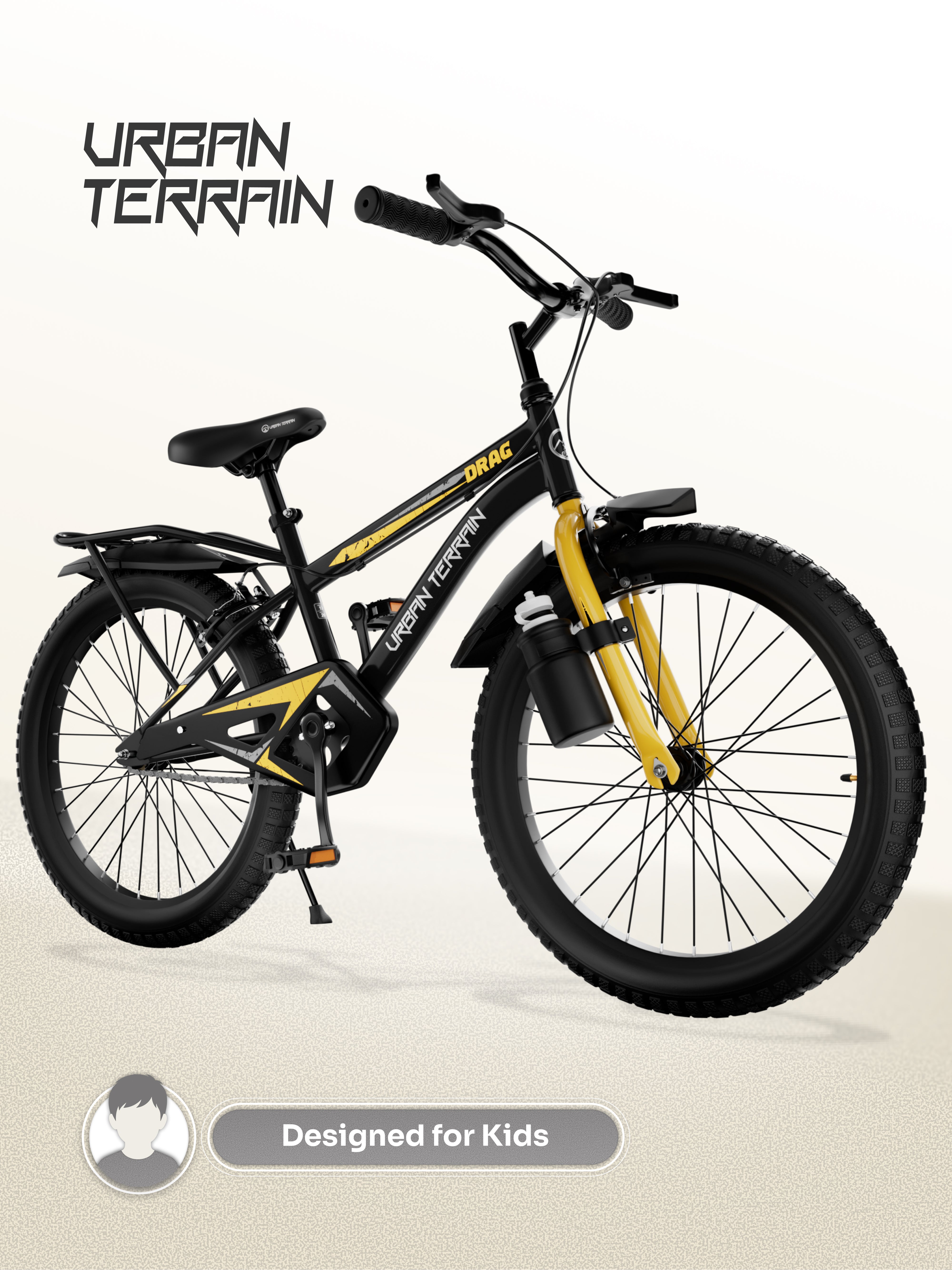 Urban Terrain Drag 20T Single Speed Kids Cycle, Black