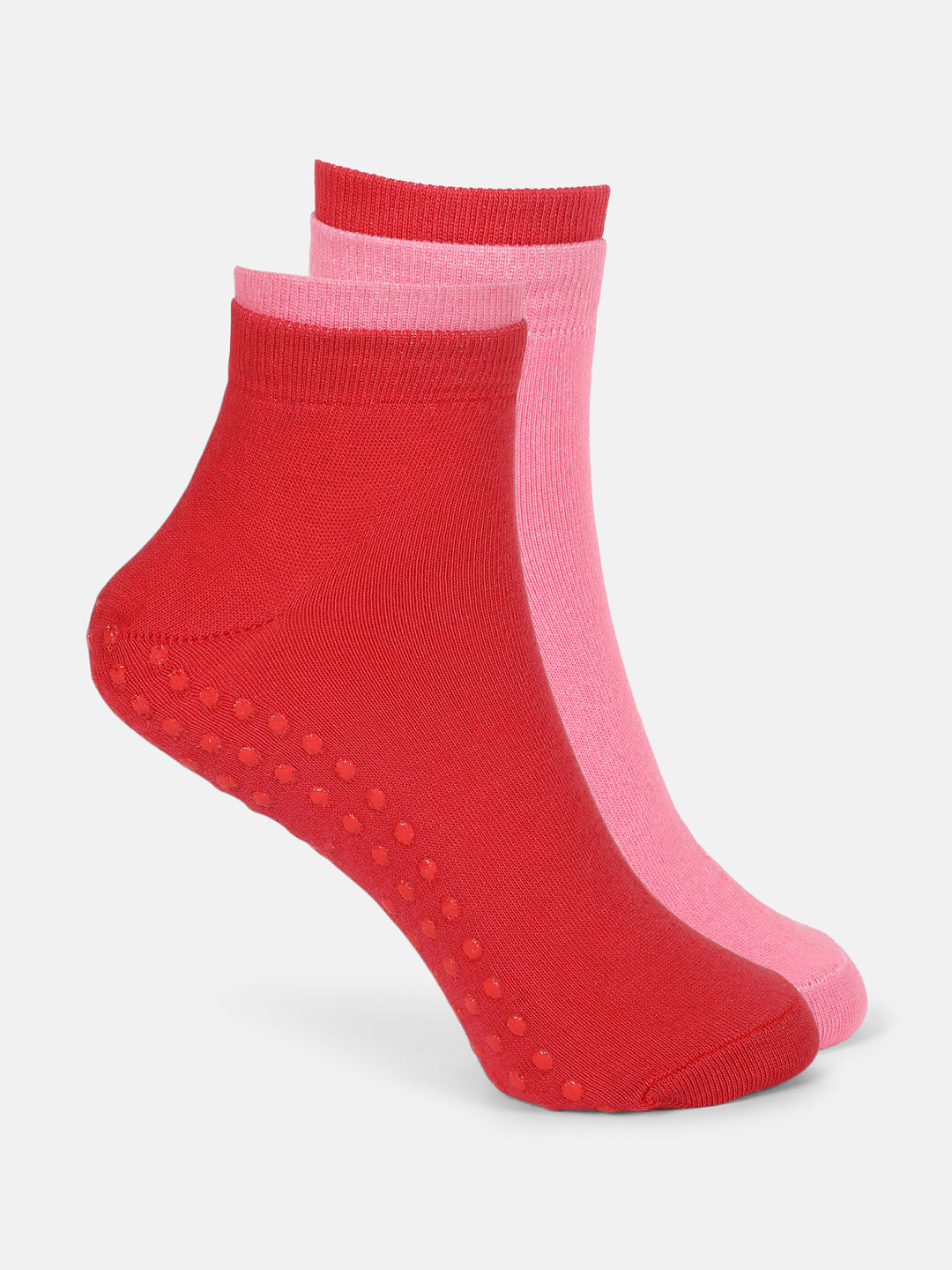 Yoga Anti-skid Ankle Length Pack of 2 Blush & Pink Unisex Cotton Socks