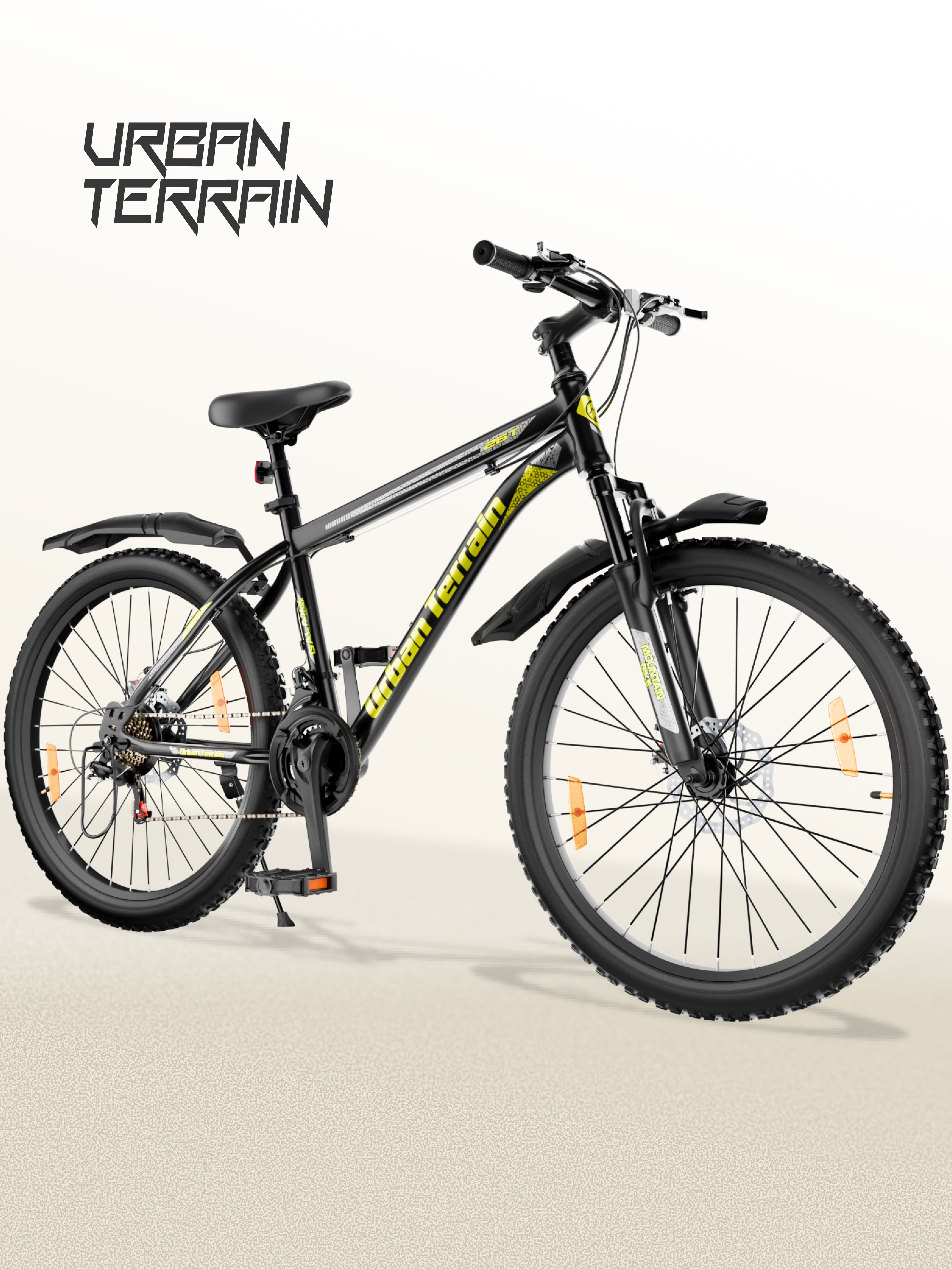 Galaxy Ultra Mountain Bike Steel 21 Speed Cycle 26 inch Tyre, Green With Front Suspension, Single Wall Rim and Dual Disc Brakes Ideal For 5 ft to 5.7 ft