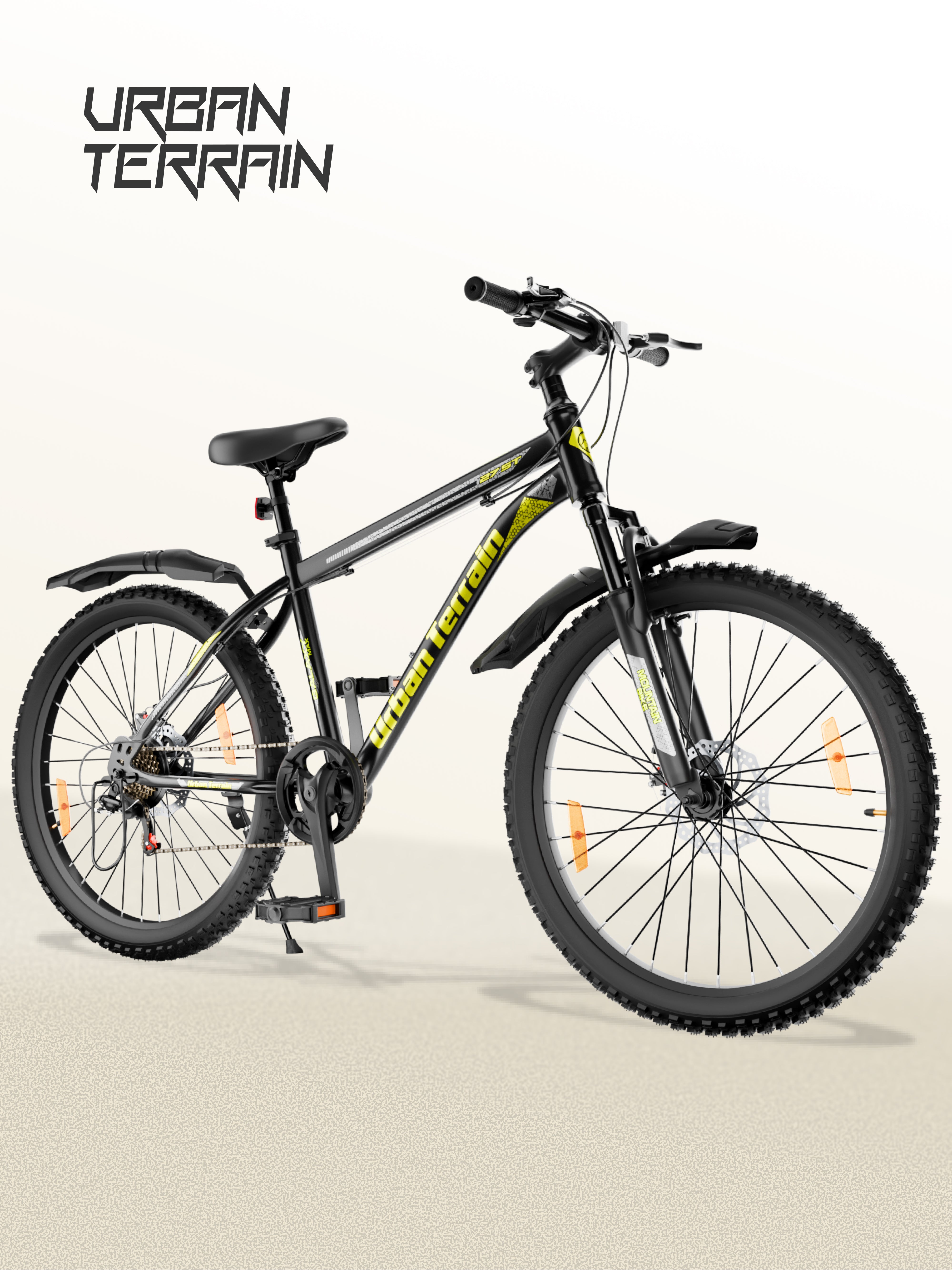 Galaxy Max Mountain Bike Steel 7 Speed Cycle 27.5 inch Tyre, Green With Front Suspension, Single Wall Rim and Dual Disc Brakes Ideal For 5.2 ft to 6 ft