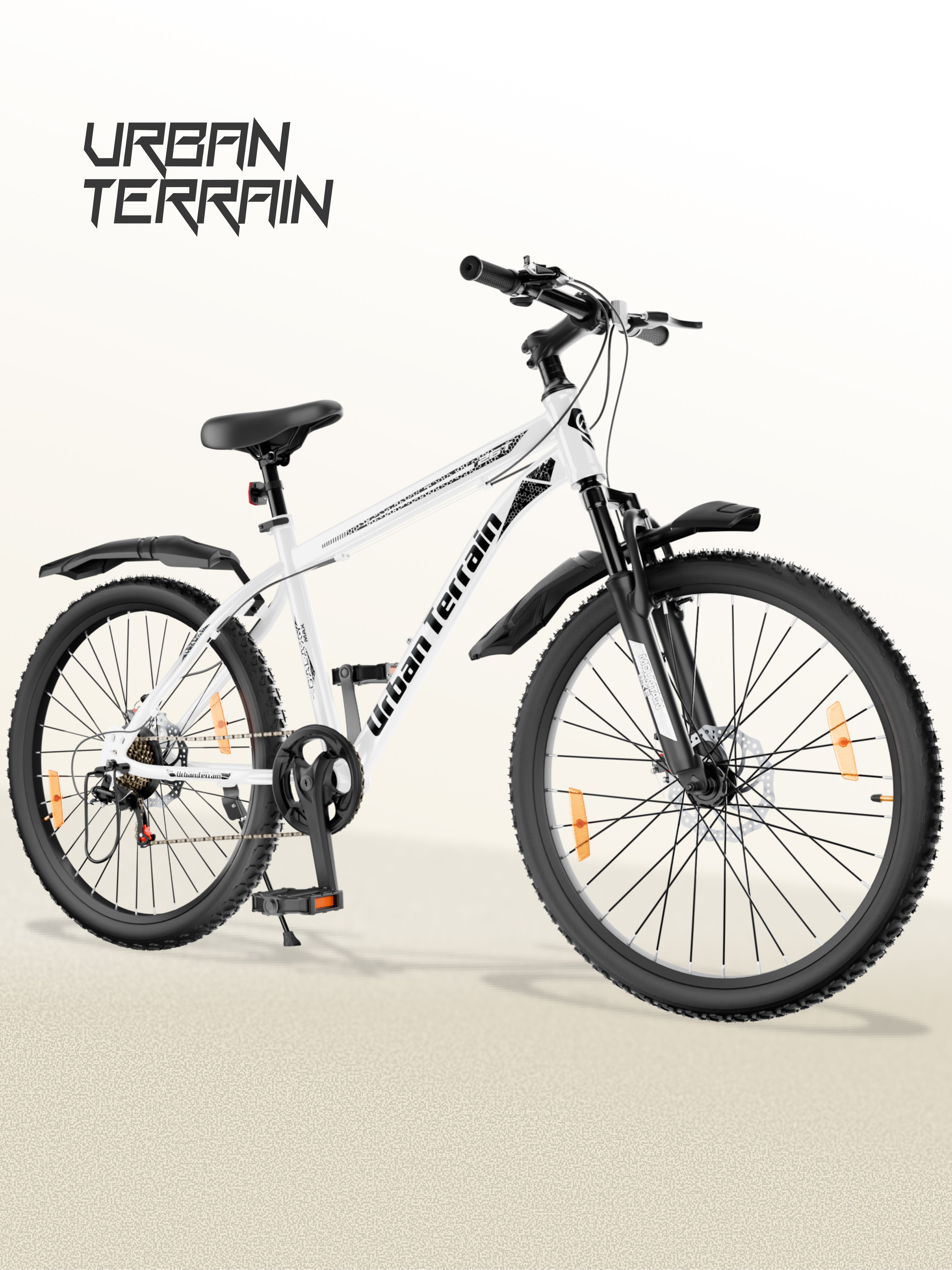 Galaxy Max Mountain Bike Steel 7 Speed Cycle 26 inch Tyre, White With Front Suspension, Single Wall Rim and Dual Disc Brakes Ideal For 5 ft to 5.7 ft