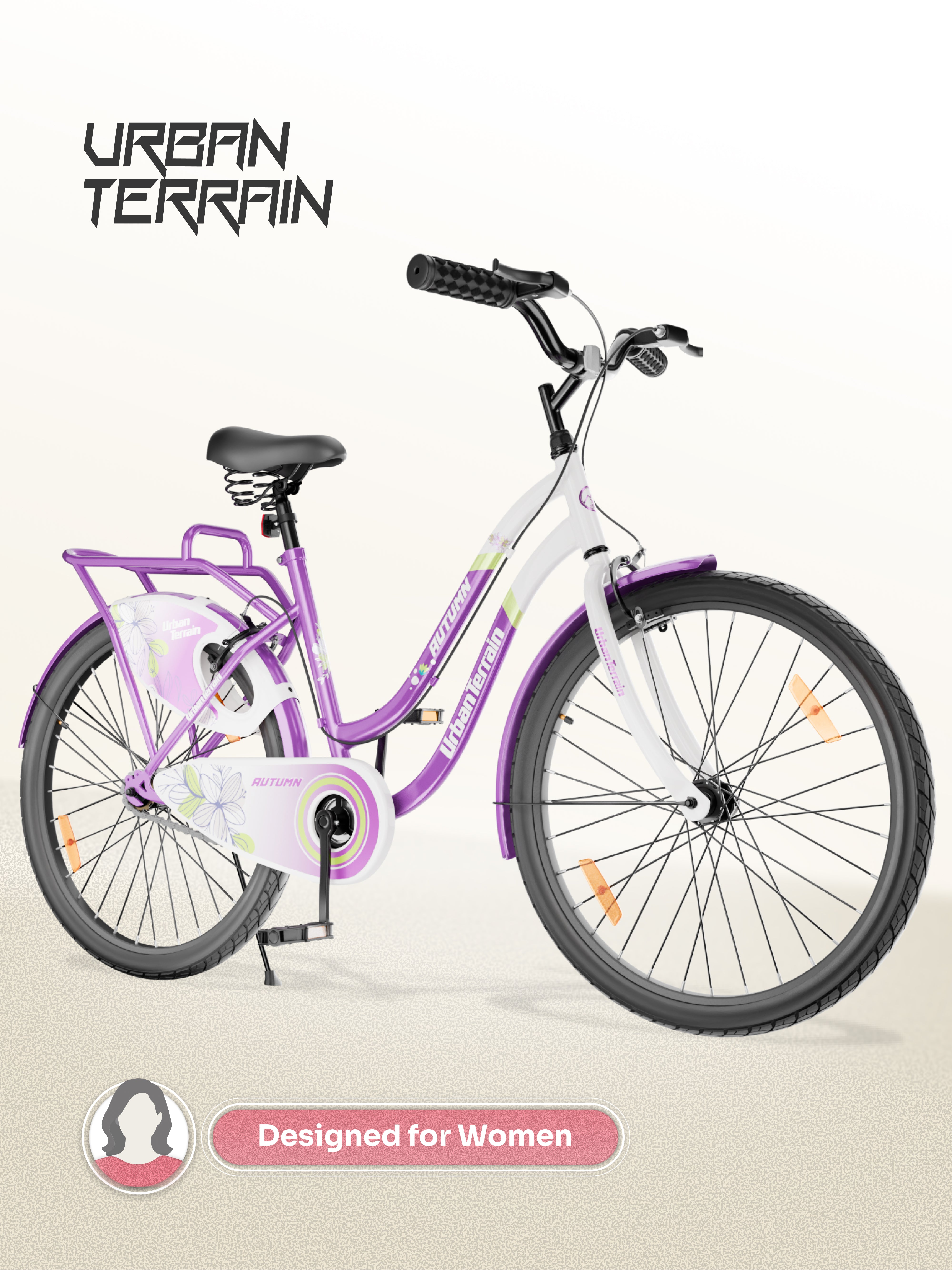 Autumn Women Cycle Steel 26 inch Tyre Single Speed With Single Wall Rim, Caliper Brakes and Rigid Fork, Voilet