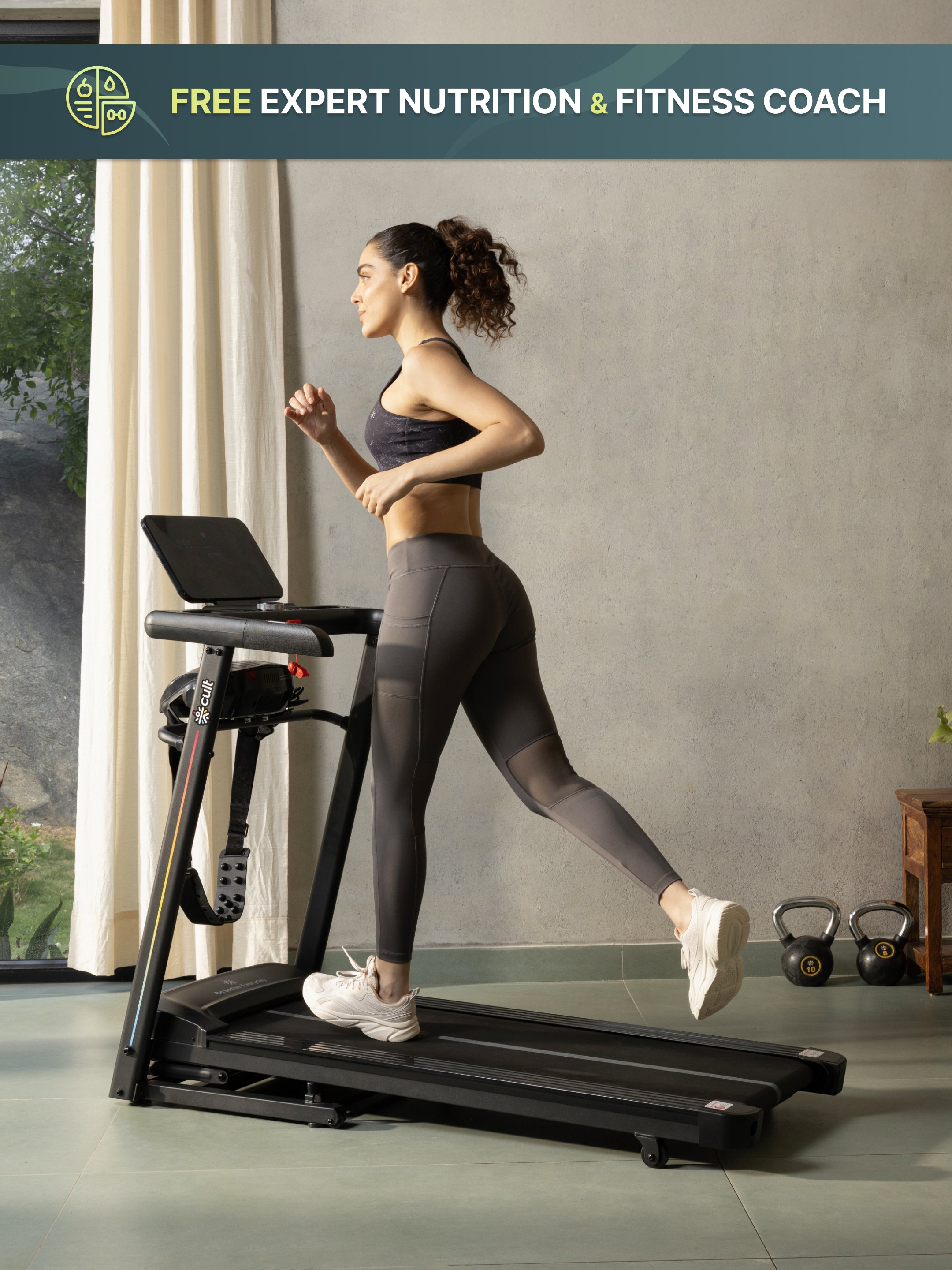 Cult SmartStrideCorePlus BLDC Motor (4HP Peak) Treadmill with Massager | Max Weight: 120kg | 15 Level Auto Incline (with 6 months extended warranty)