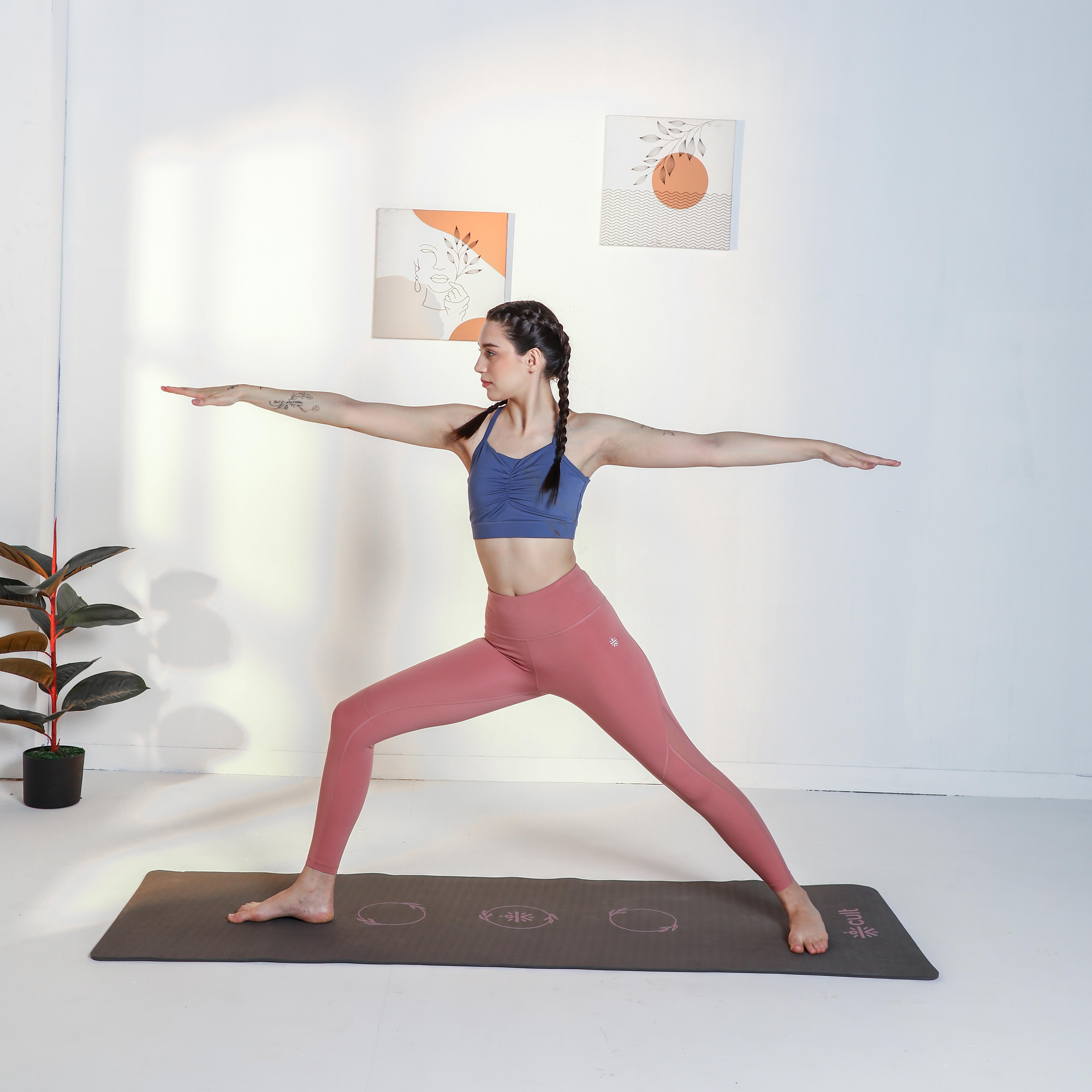 Buy TPE 8mm with Strap and Bag Yoga Mat Dark Grey Online in India