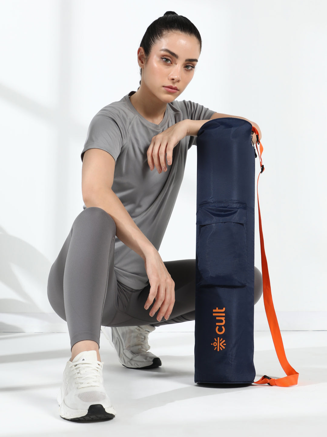 cult Yoga Mat Bag Navy with Adjustable Shoulder Strap Fits Up to 6mm Mat