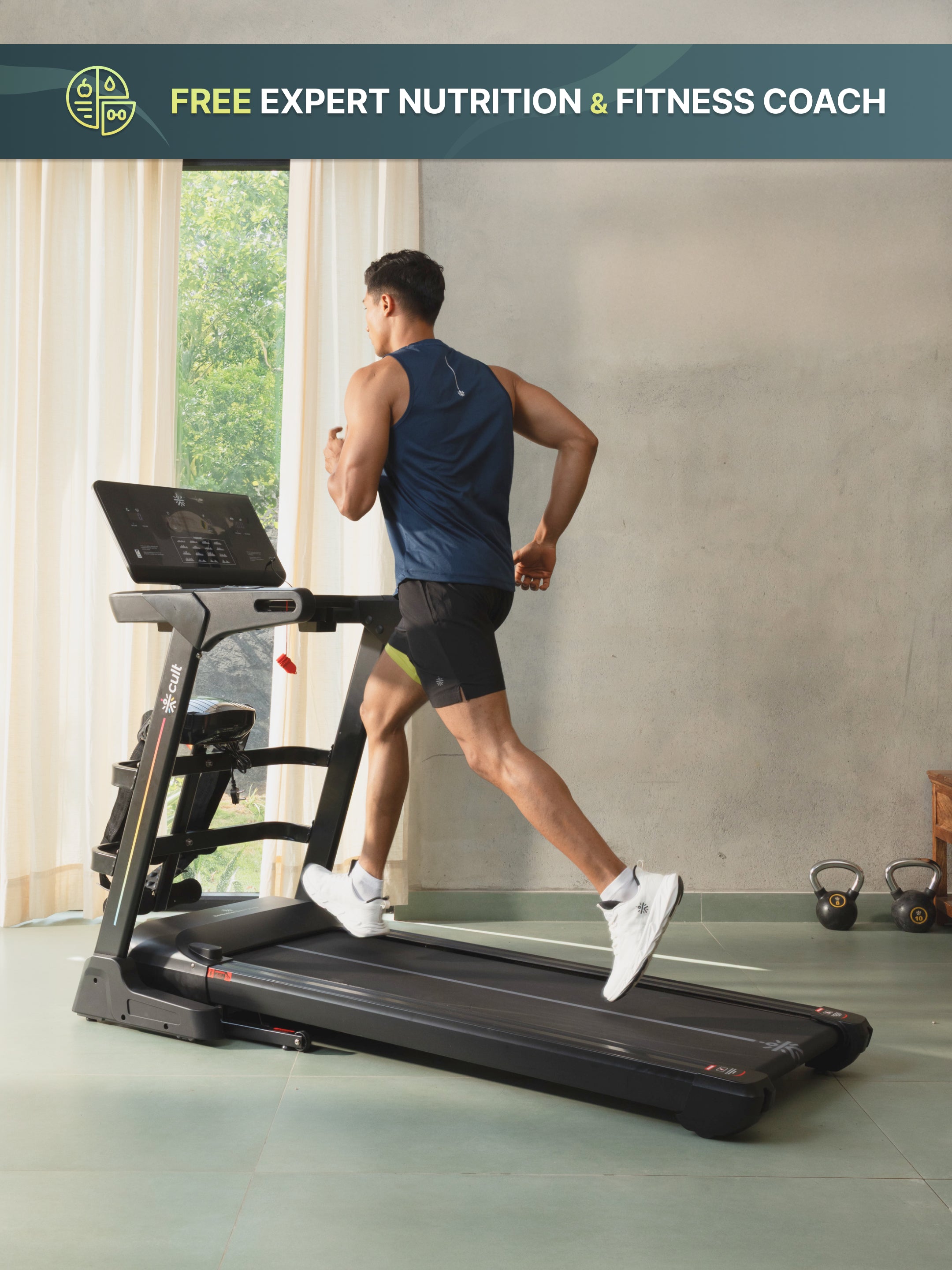 Cult SmartStridePro BLDC Motor (7HP Peak) Treadmill with Massager | Max Weight: 140kg | 18 Level Auto Incline (with 6 Months extended warranty)