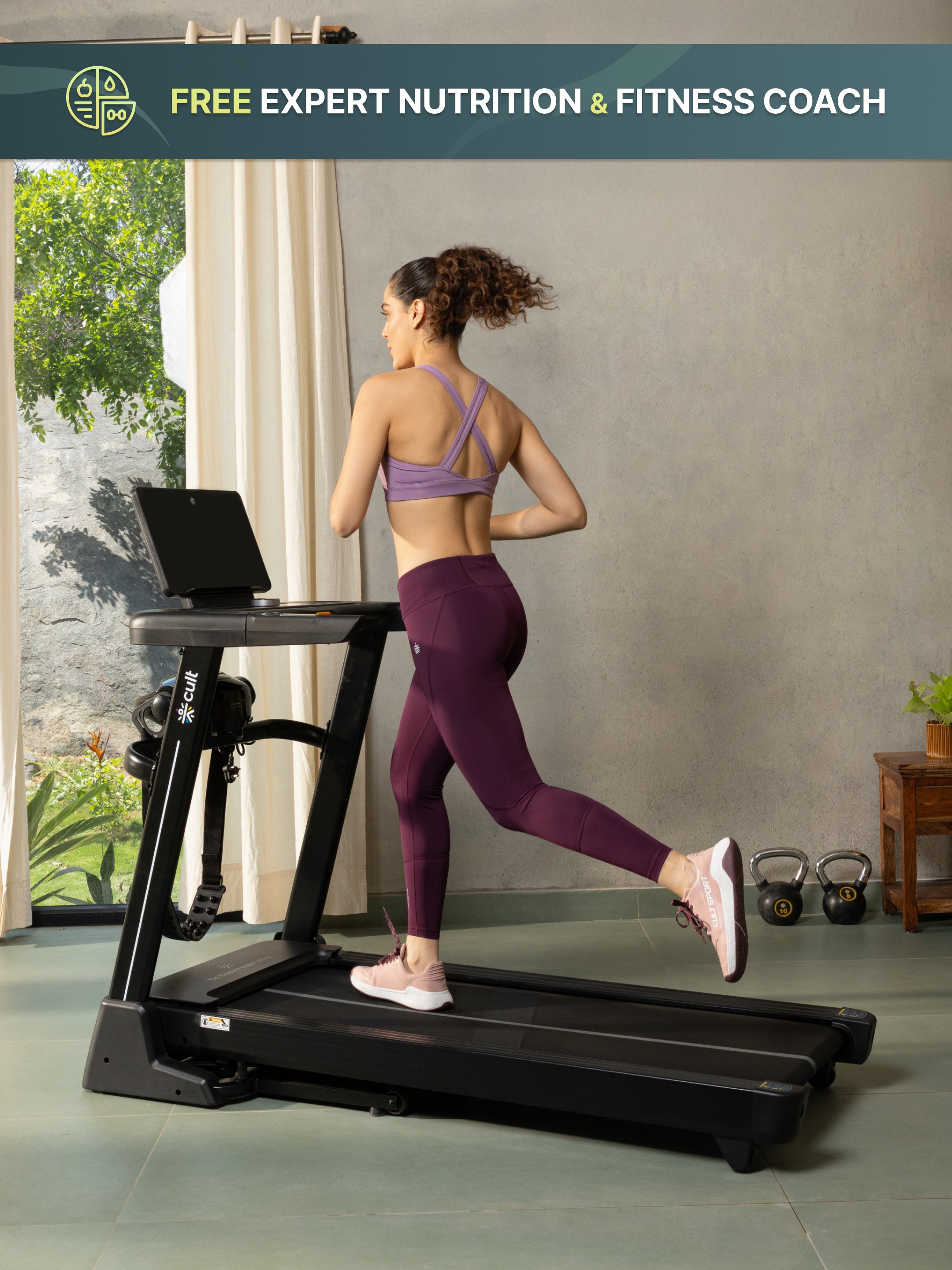 Cult SmartStrideActive BLDC Motor (5HP Peak) Treadmill with Massager | Max Weight: 130kg | 15 Level Auto Incline (with 6 Months extended warranty)