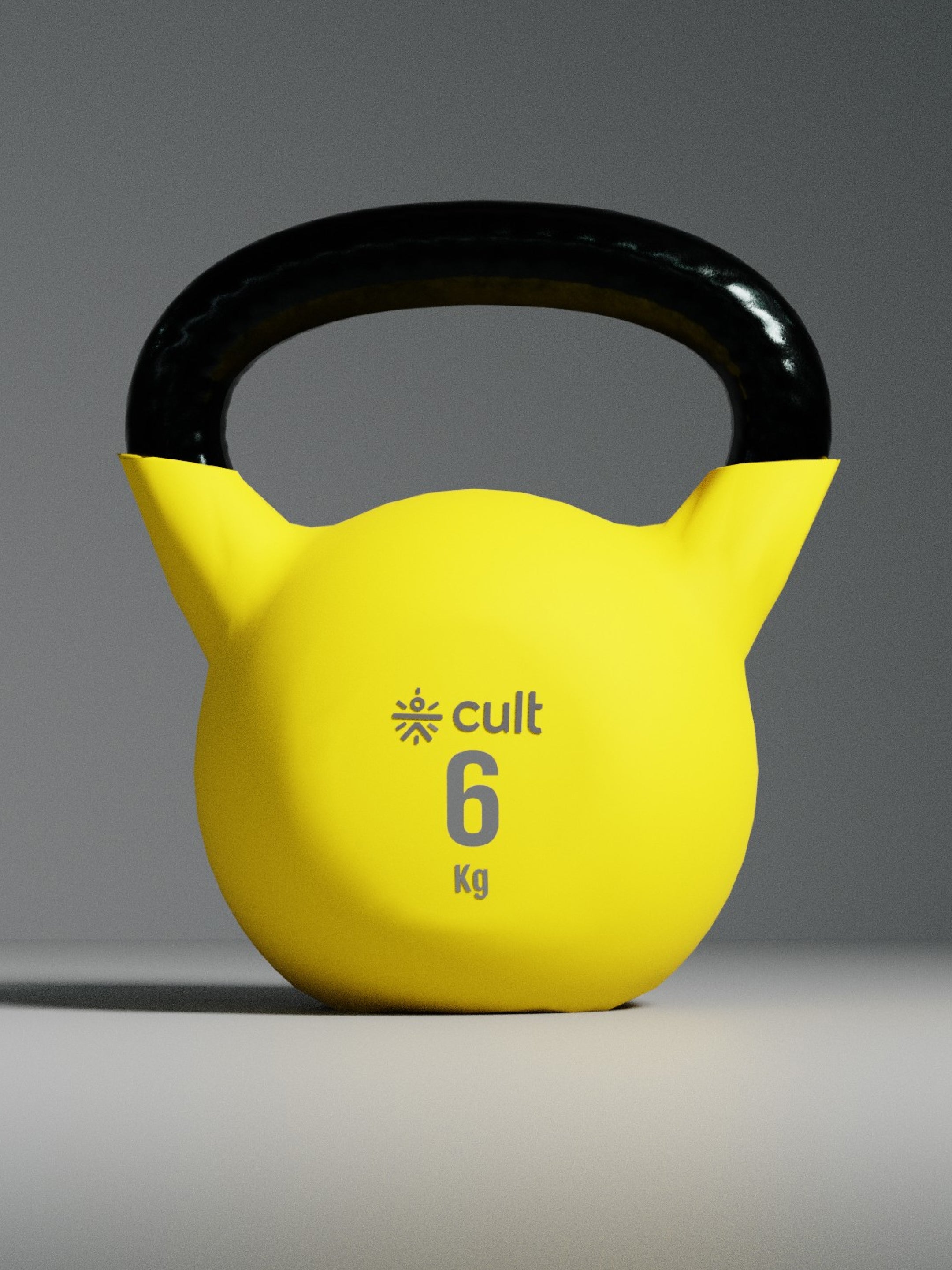 Cult 6kg Neoprene Anti-Slip Grip Colored Kettlebell for Home Workout - Yellow