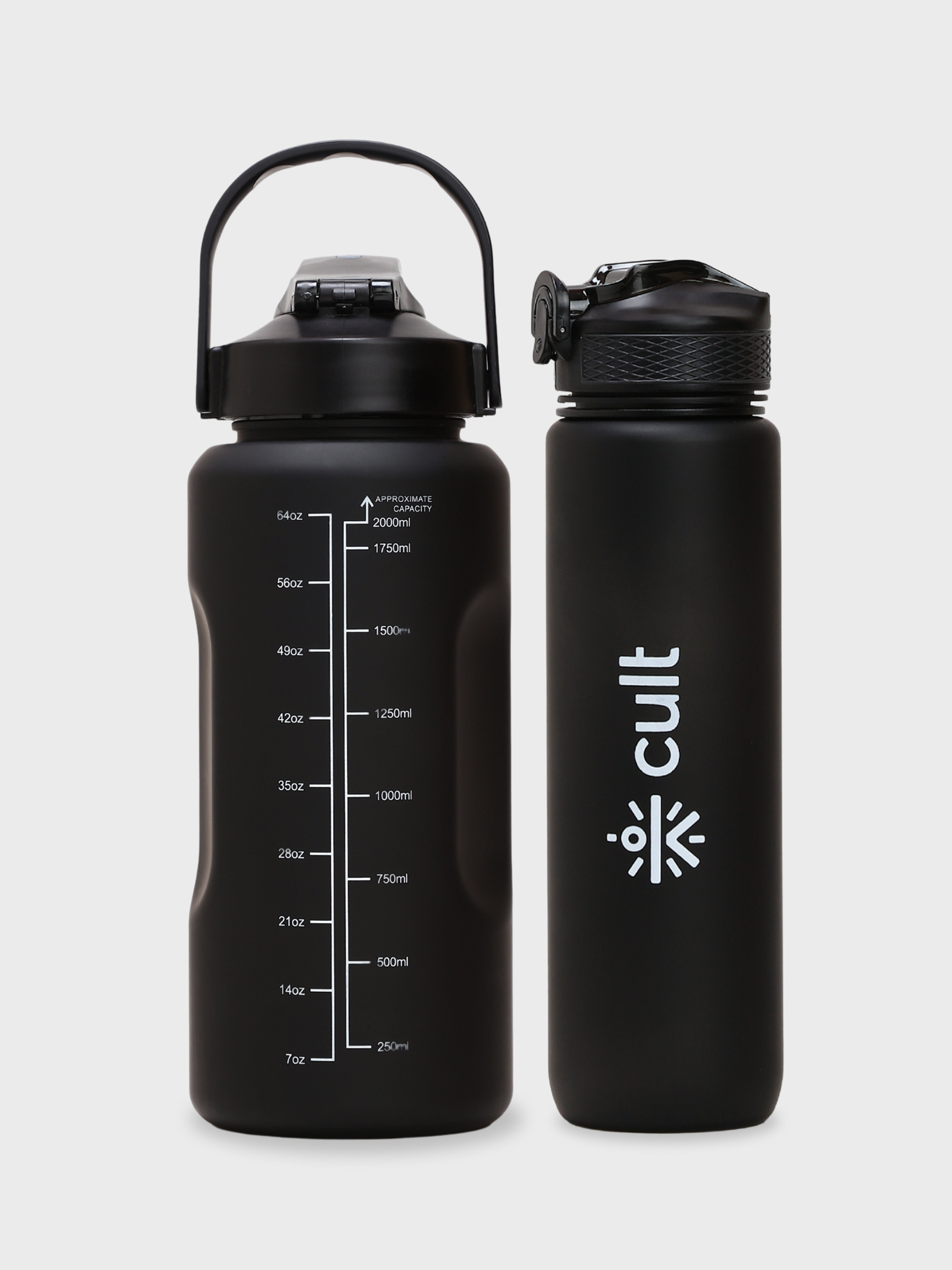 Motivational Bottle Set of 1L and 2L Black