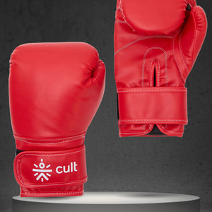 cult Neo PU Boxing Gloves for Men & Women Foam Padding Thickness 25mm Punching Bag Gloves for Boxing, Training, Kickboxing, Muay Thai, MMA Red