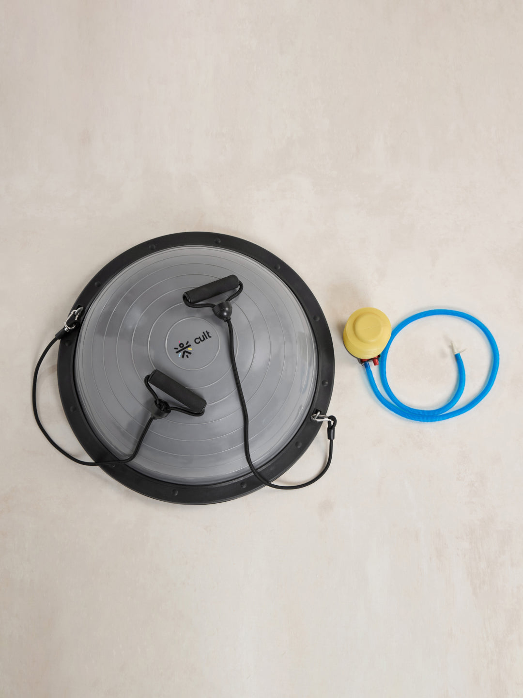 Cult Half Balance Ball Trainer for Full Body Workout with Pair of Resistance Bands and Pump | Anti-Slip Stability Ball| Core Strength, Balance, and Stability Training Equipment for Home Gym & Fitness Workouts