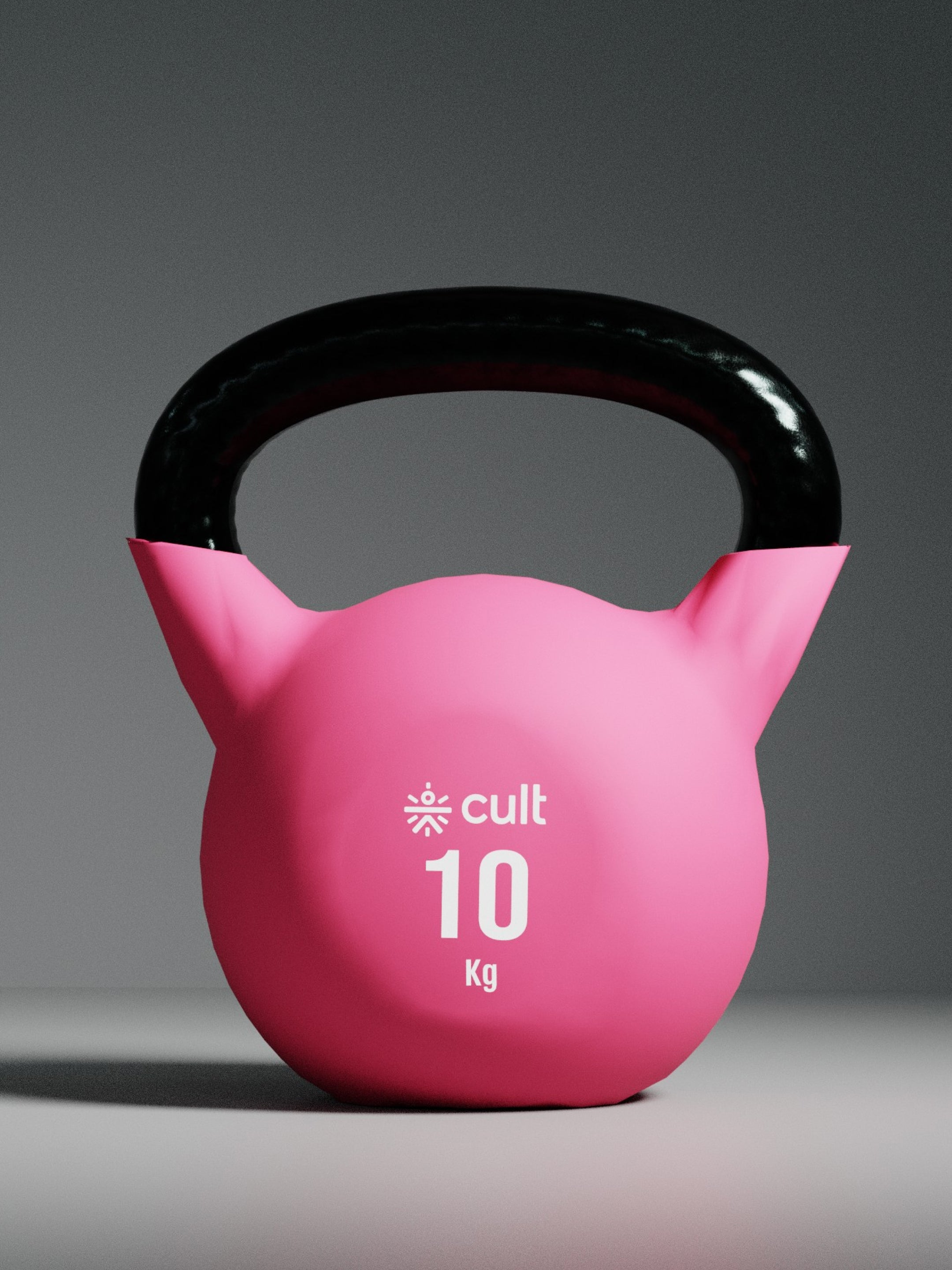 Cult 10kg Neoprene Anti-Slip Grip Colored Kettlebell for Home Workout - Pink