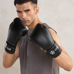 Cult Boxing Gloves 14 OZ – Pro-Style Training Gloves for Sparring, Heavy Bag & Mitt Work – Premium PU Leather – Black