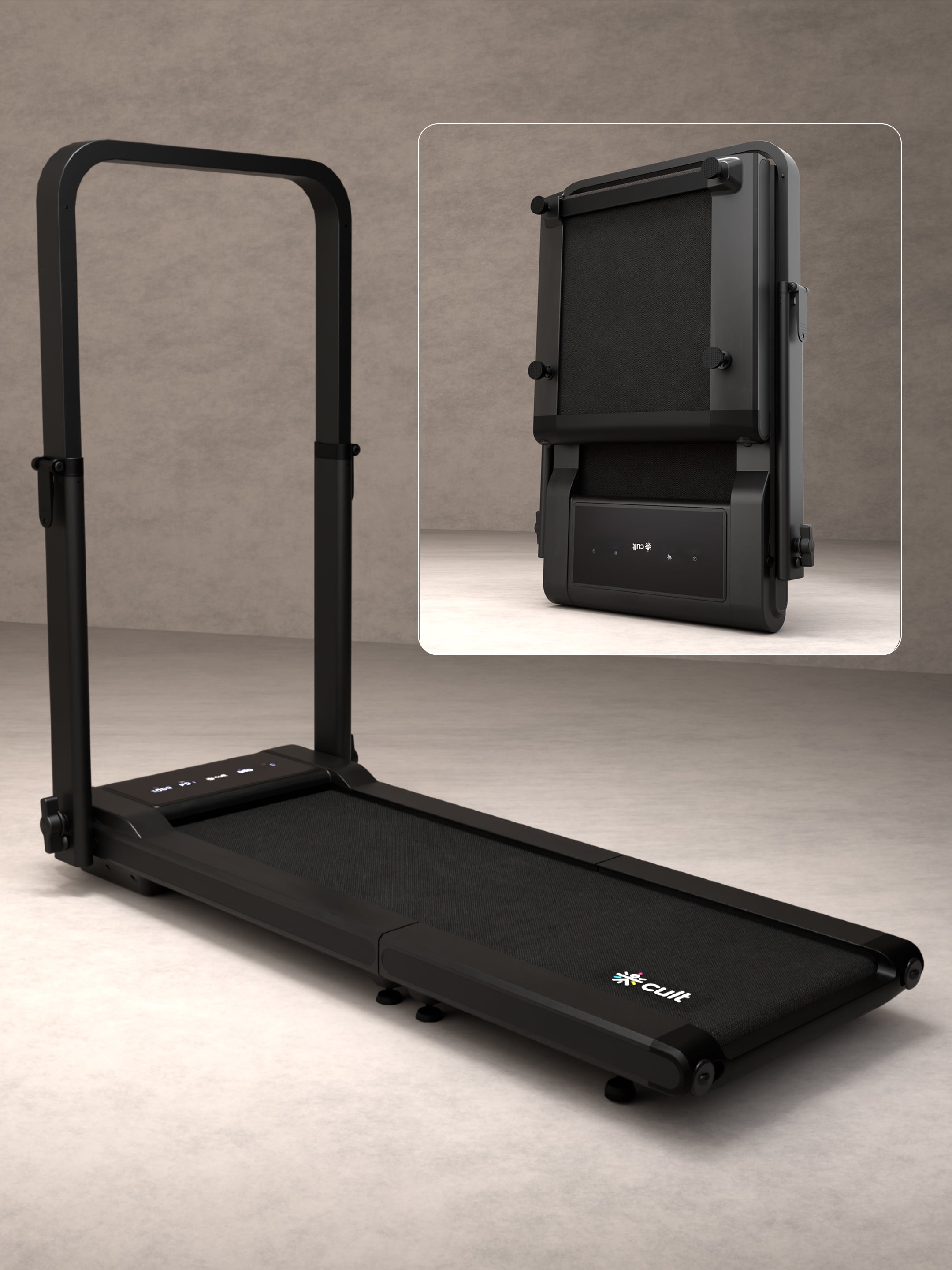 Cult Fold Plus Center-Folding Walking Pad with 5HP Motor with Easy Remote Control | Max User 130kg | Top Speed 6kmph | Running Deck 39.3 x 15.7 inches | Space Saving & Perfect for Home use Treadmill