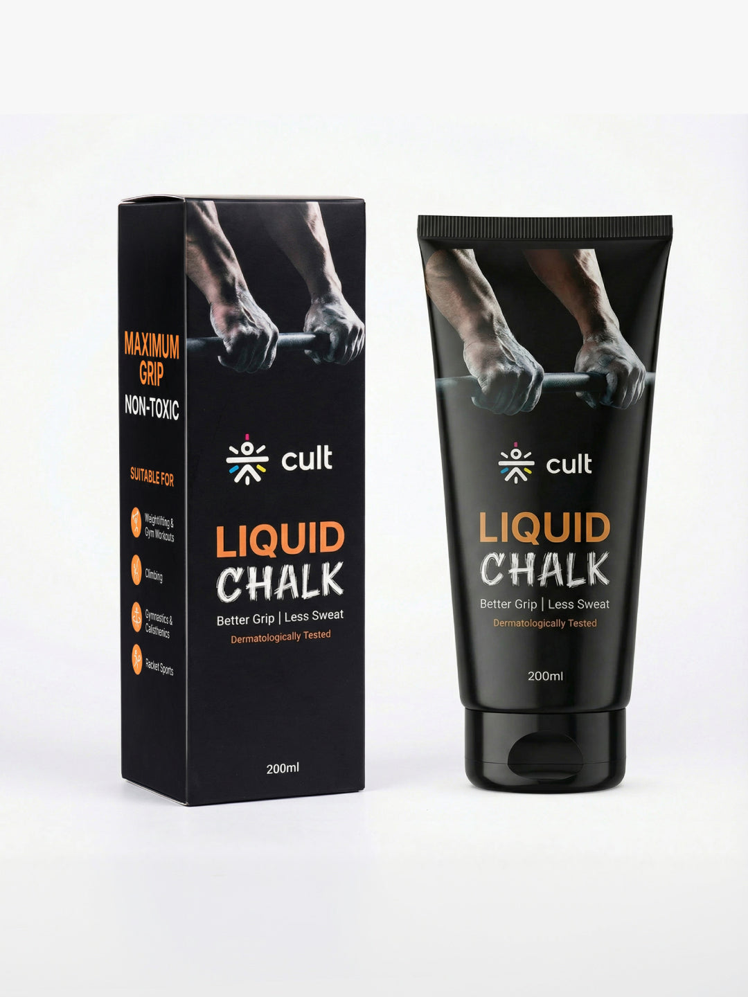 CULT Liquid Chalk 200ml for Weightlifting, Crossfit & Rock Climbing - Non-Toxic Sports Chalk Sweat-Proof, Fast Dry Grip Dust-Free Antibacterial Formula
