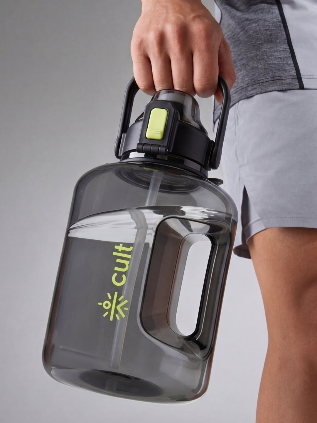 Cult 3L Hulk Gallon Water Bottle with Straw & Strap BPA-Free Leakproof Gym Bottle 3000ml Large Capacity Hydration Bottle (Black)