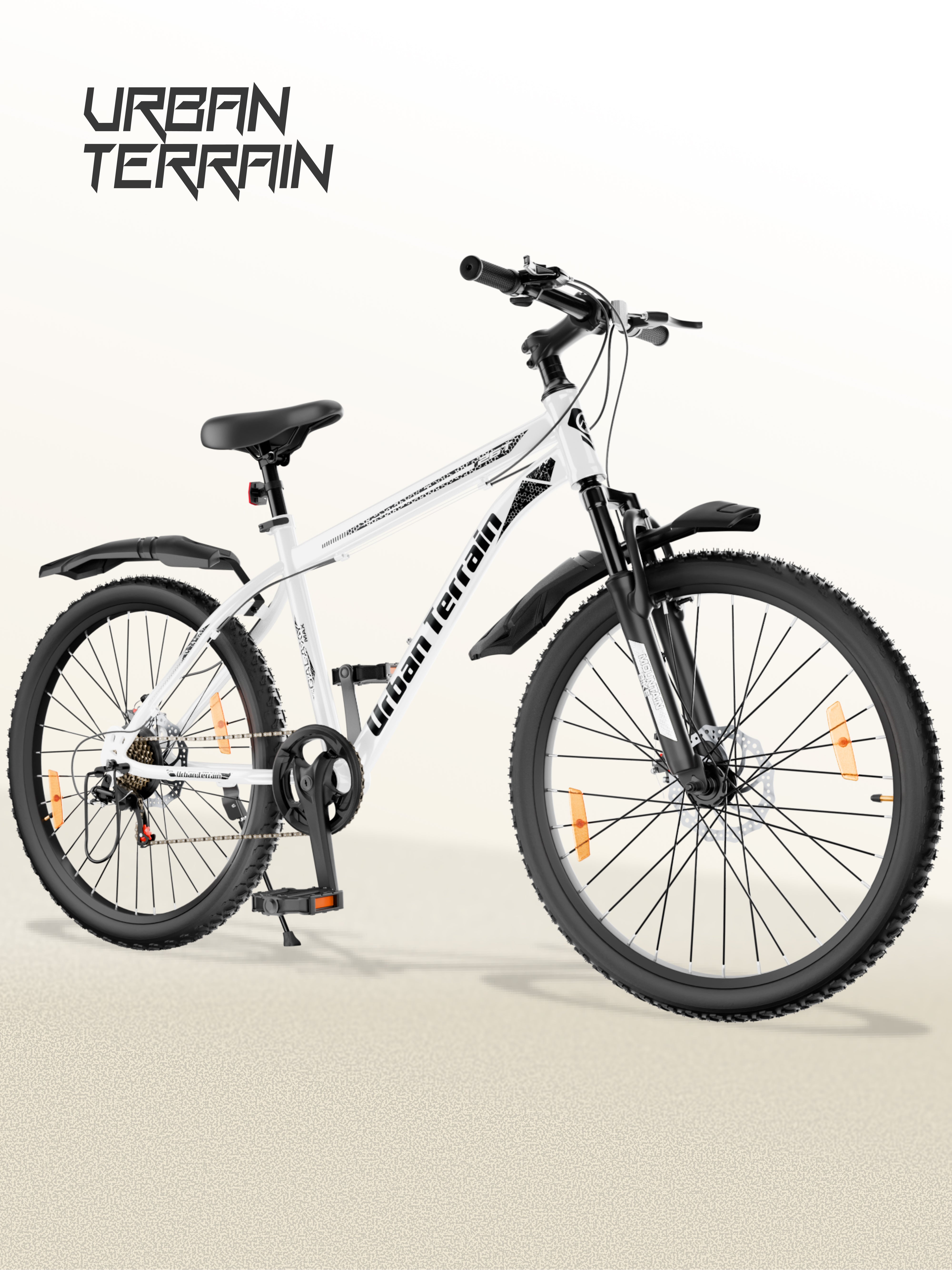 Galaxy Max Mountain Bike Steel 7 Speed Cycle 26 inch Tyre, White With Front Suspension, Single Wall Rim and Dual Disc Brakes Ideal For 5 ft to 5.7 ft