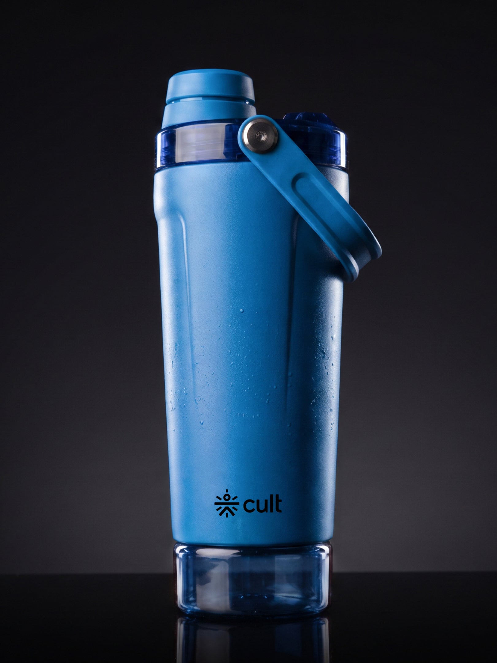 CULT Stainless Steel Gym Shaker 600ml | Leakproof Protein Mixer Bottle with Storage Container & Secure Lock Lid for Fitness & Travel (Royal Blue)