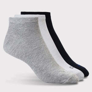 Casual Ankle Length Cotton Pack of 3 Grey,White & Black Socks Men