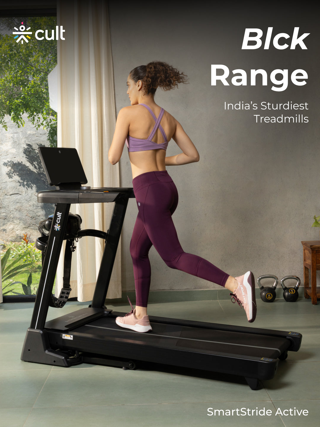 Cult SmartStrideActive BLDC Motor (5HP Peak) Treadmill with Massager | Max Weight: 130kg | 15 Level Auto Incline (with 6 Months extended warranty)