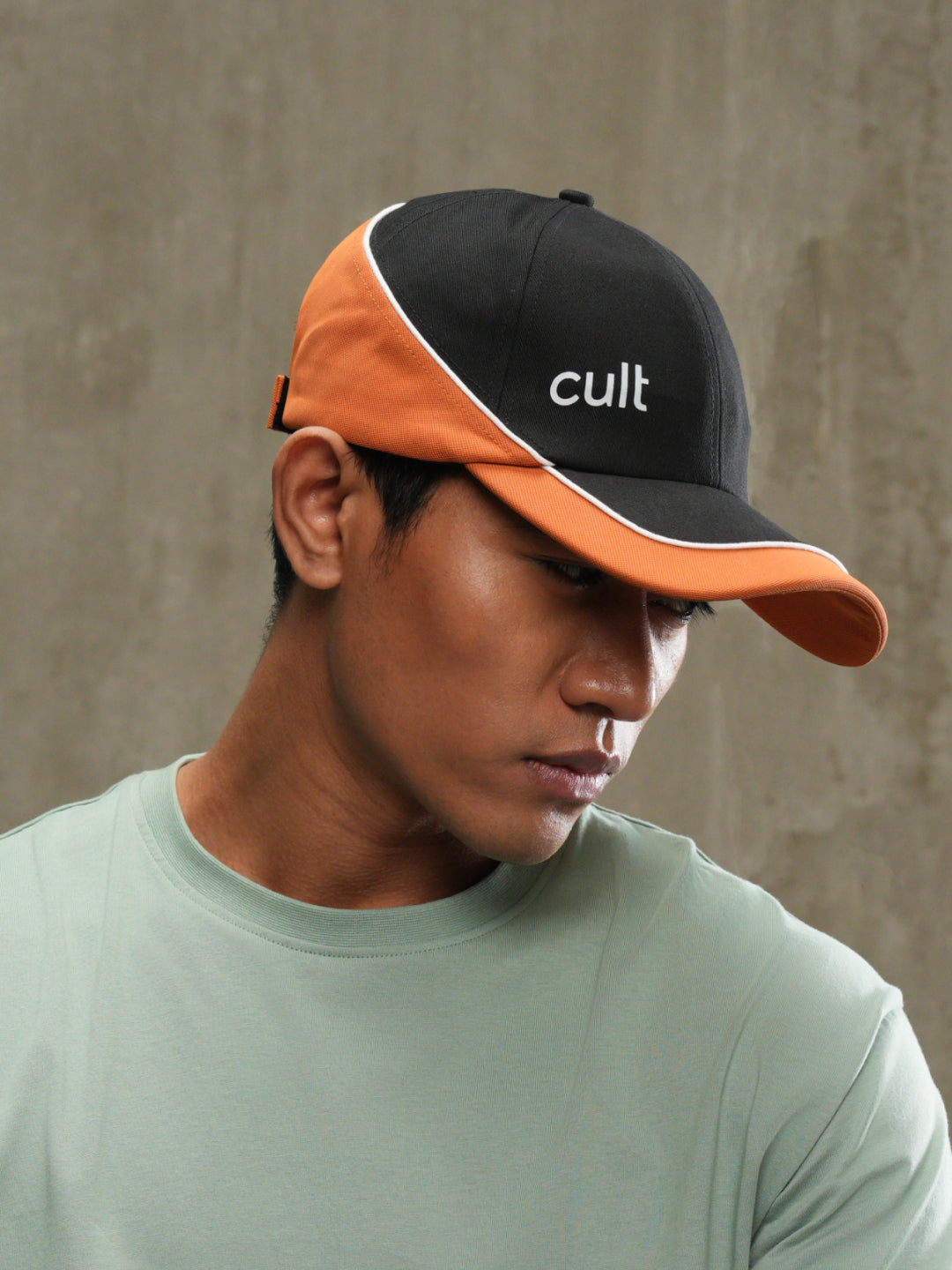 cult Colour Block Cap Black and Orange- Unisex Adjustable Cap for Men & Women