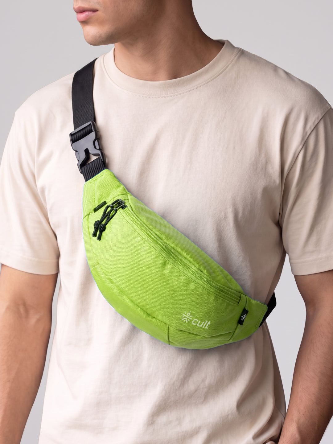 Cult Waist Bag for Men & Women, Compact Fanny Pack with Dual Compartments, Adjustable Strap, Water-Repellent Travel, Running & Everyday Carry Bag – Neon