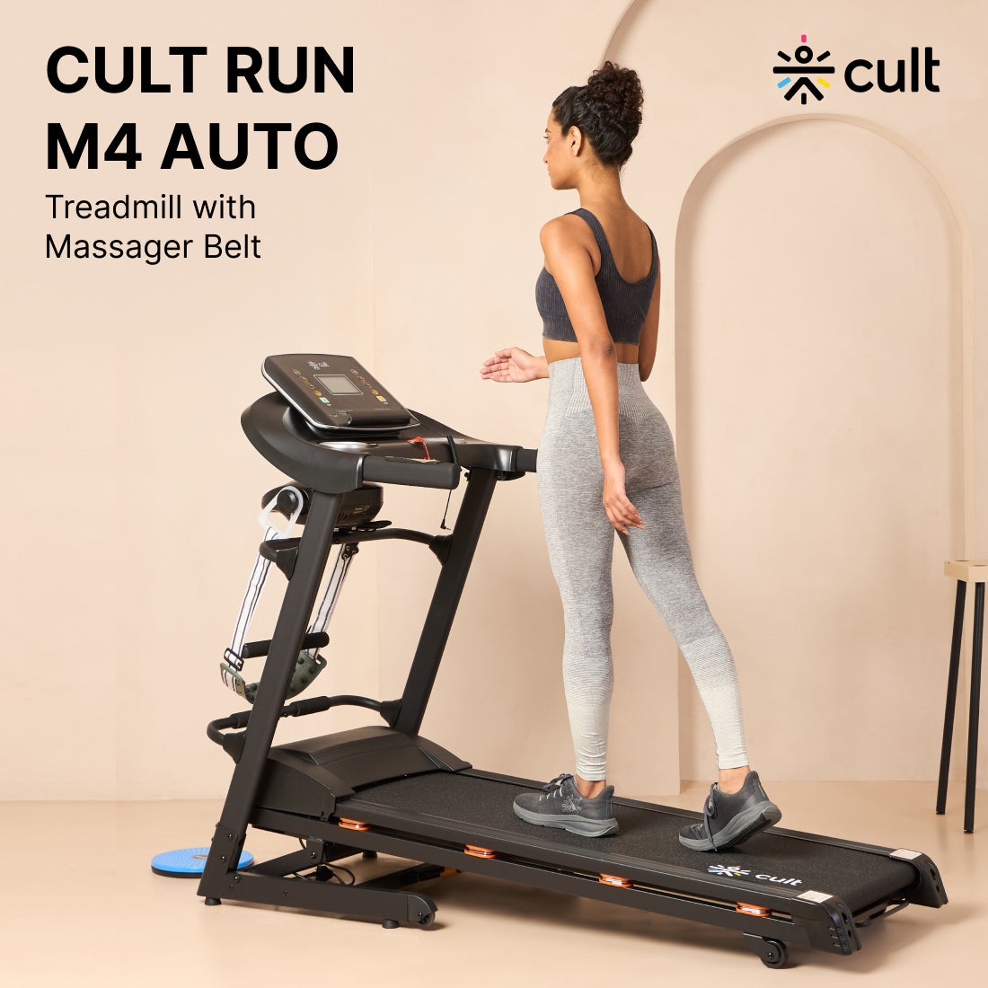 CultRunM4Auto 5 HP Peak Treadmill | 15-level Auto-Incline & Massager | Max Weight-120kg | Max Speed-14.8kmph (with 6 Months Extended Warranty)