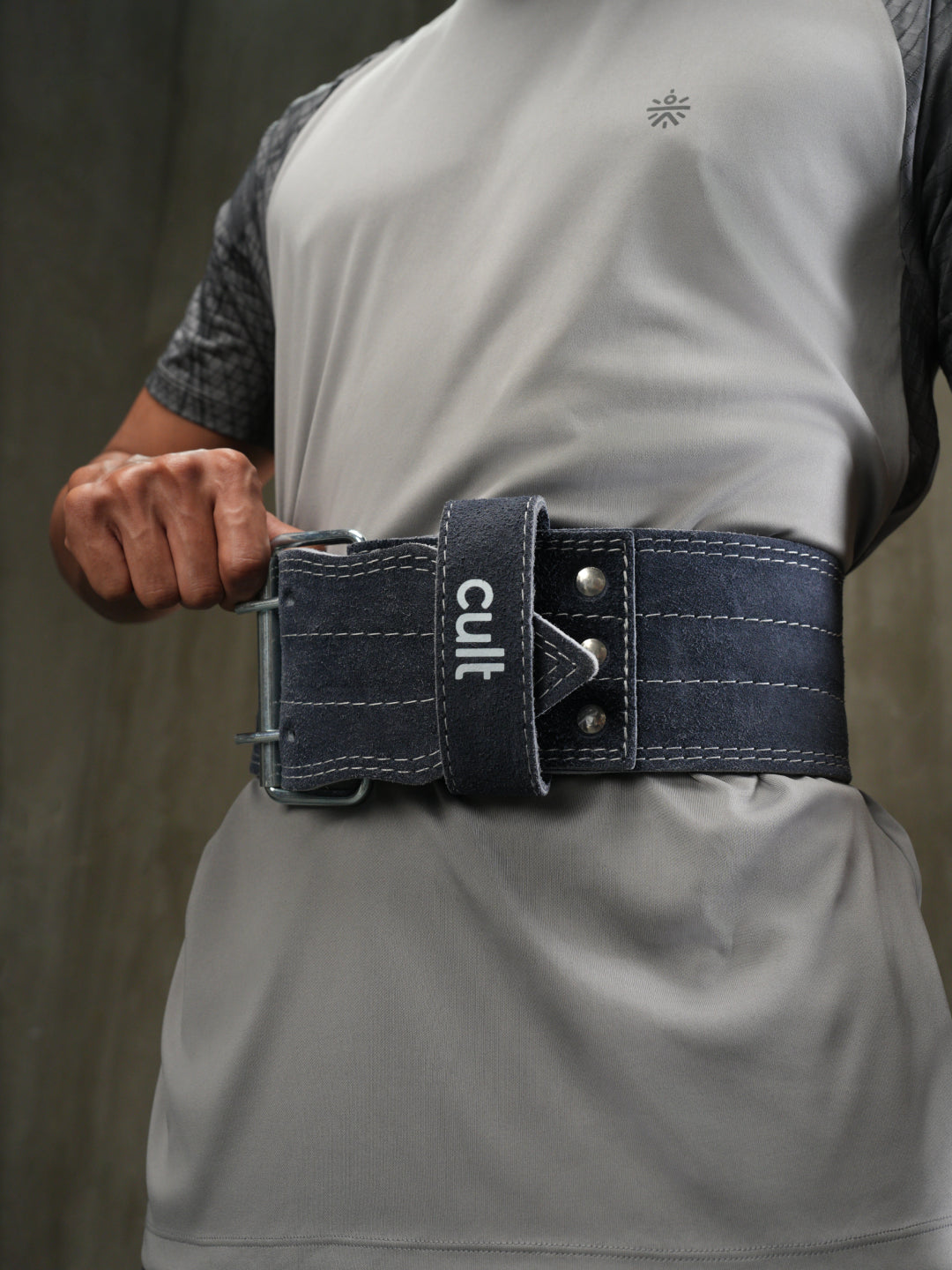 cult Gym Belt Grey Suede Leather Unisex