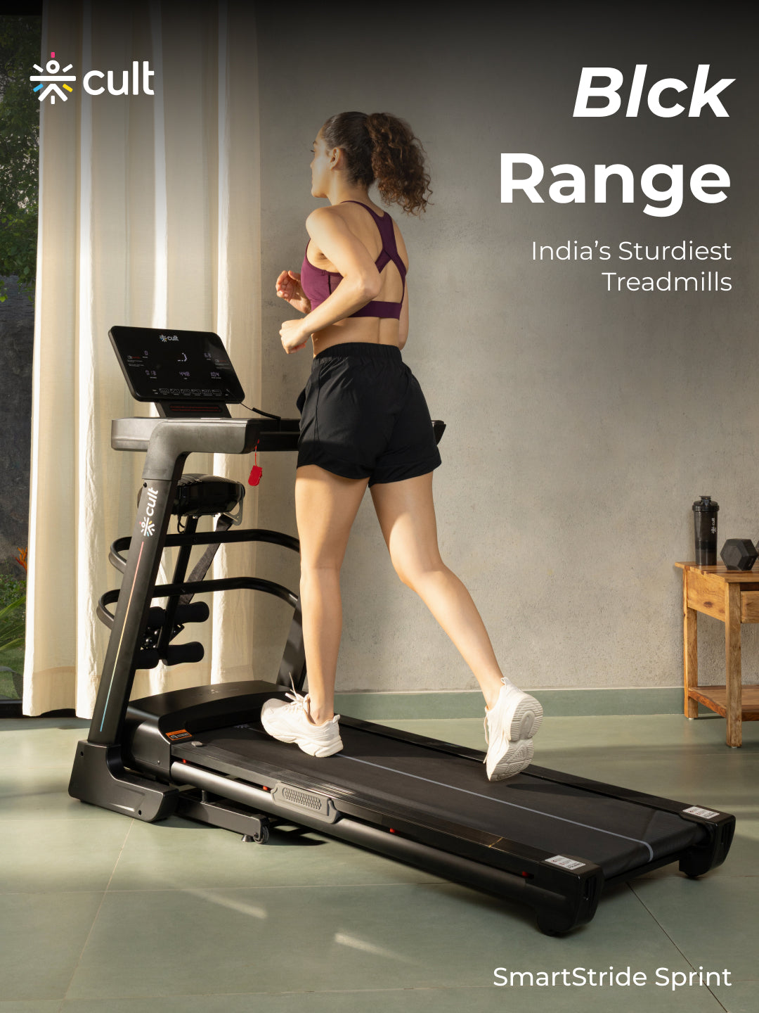 Cult SmartStrideSprint BLDC Motor (6HP Peak) Treadmill with Massager | Max Weight: 140kg | 15 Level Auto Incline (with 6 Months extended warranty)